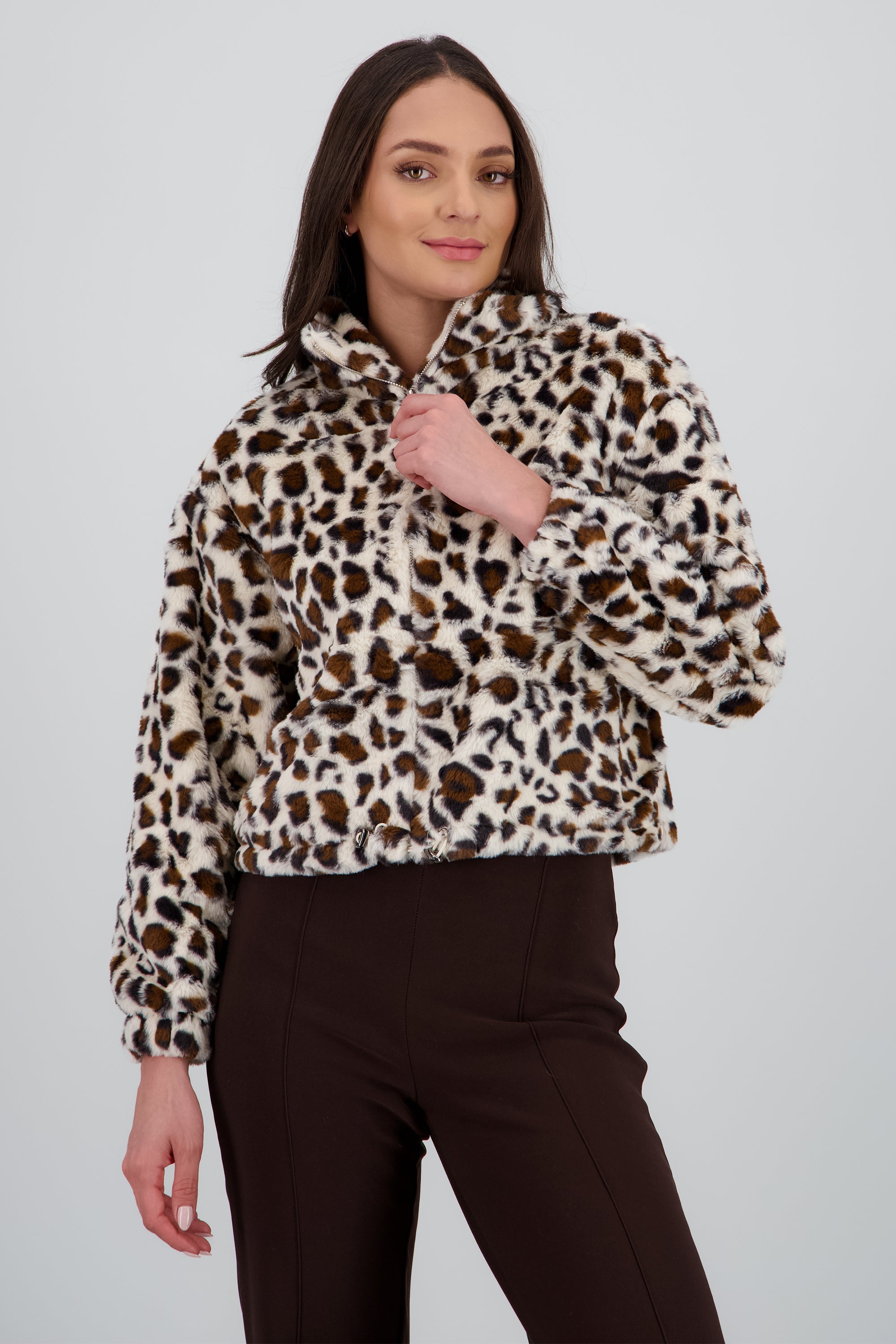 Chamarra estampado leopardo CAFE COMBO