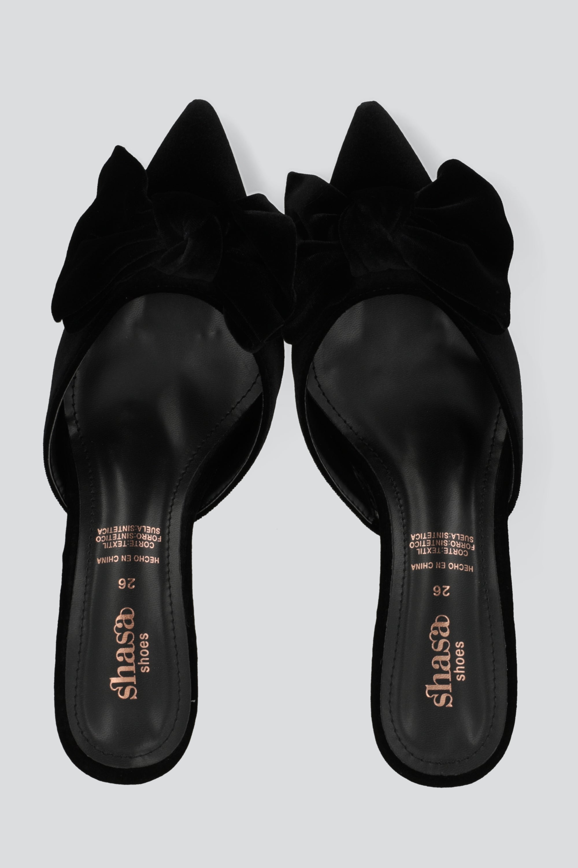 Tacon puntal mula moño terciopelo NEGRO