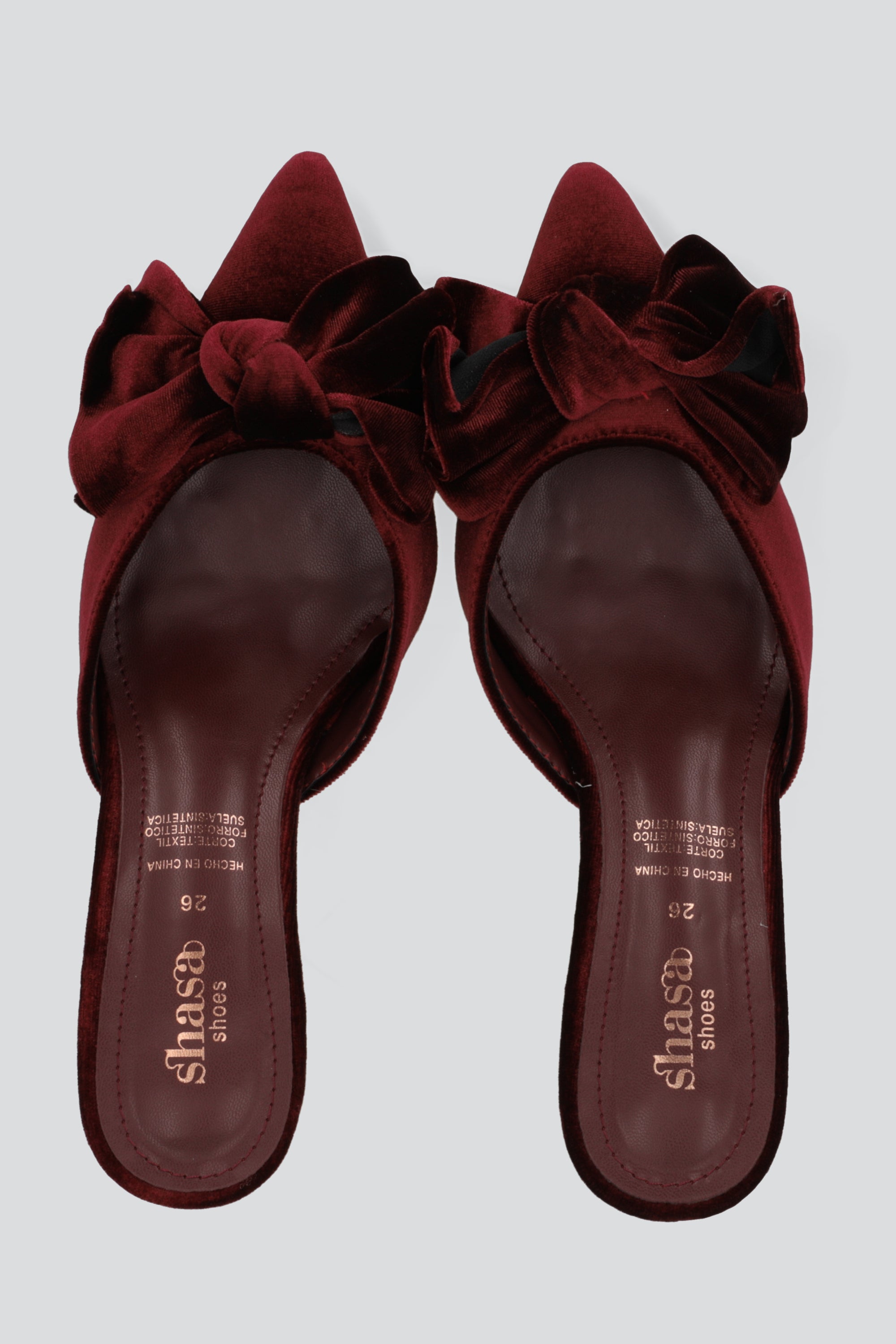Tacon puntal mula moño terciopelo VINO