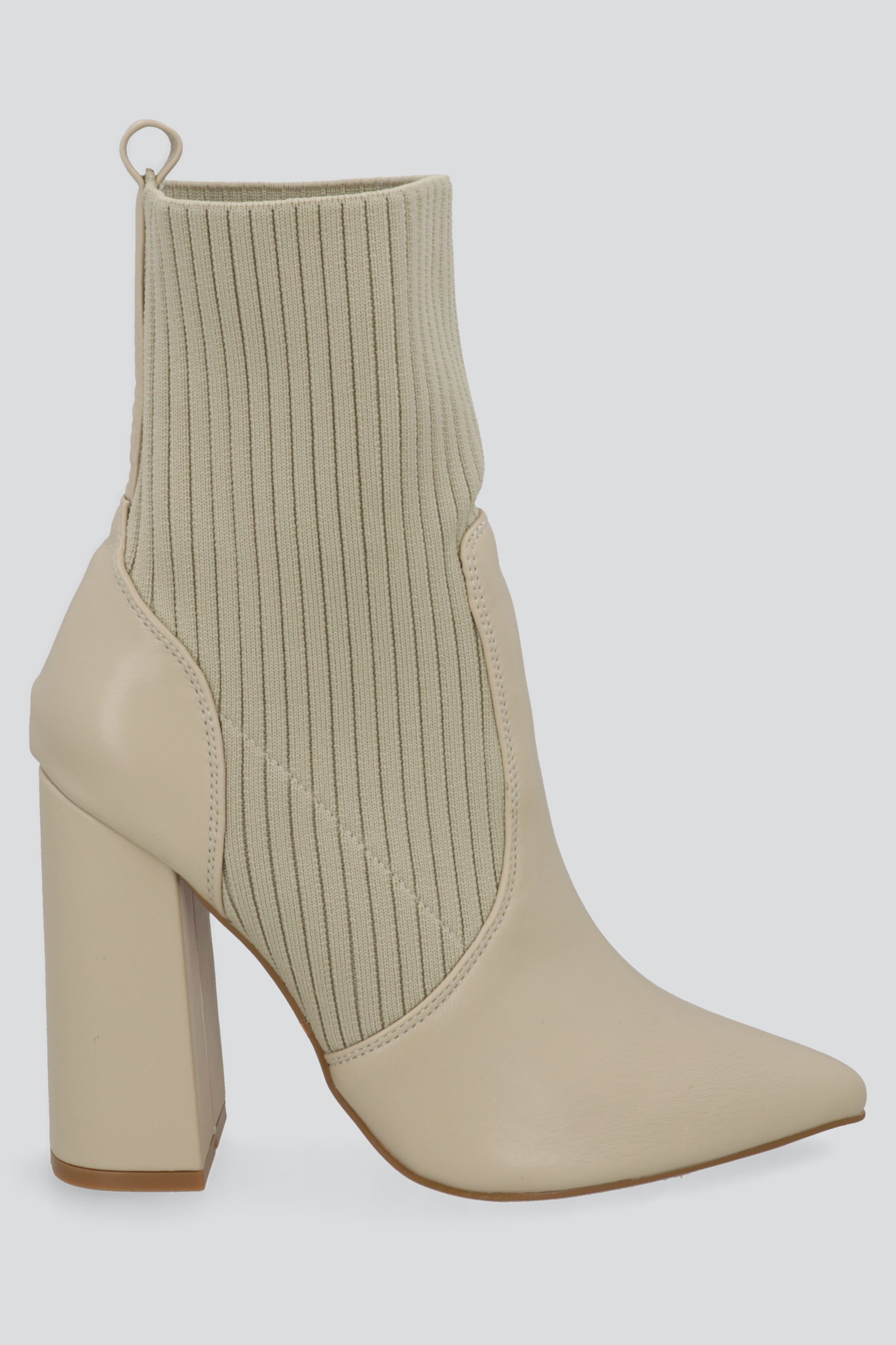 Botin puntal contraste tejido rayas TAUPE