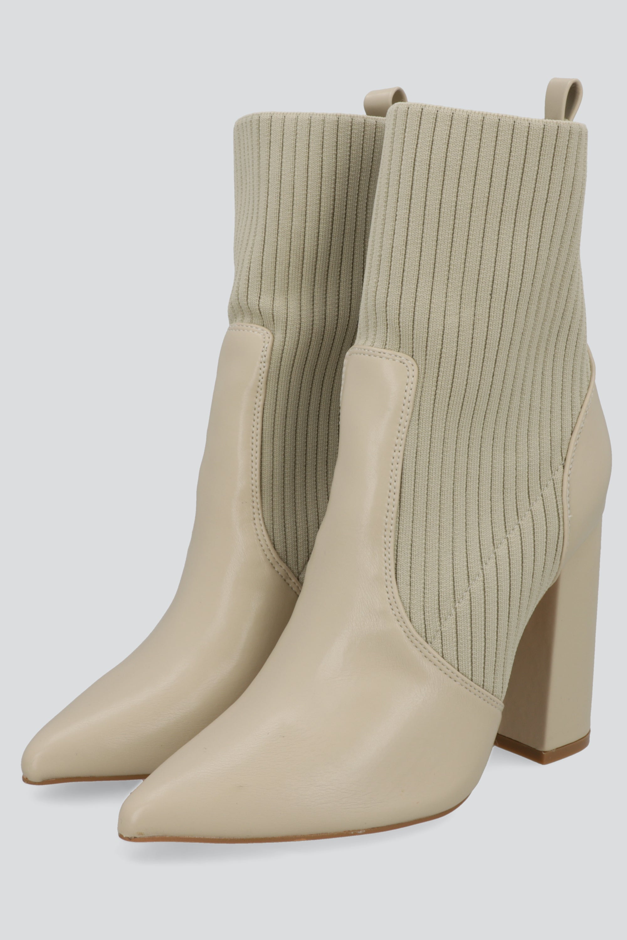 Botin puntal contraste tejido rayas TAUPE