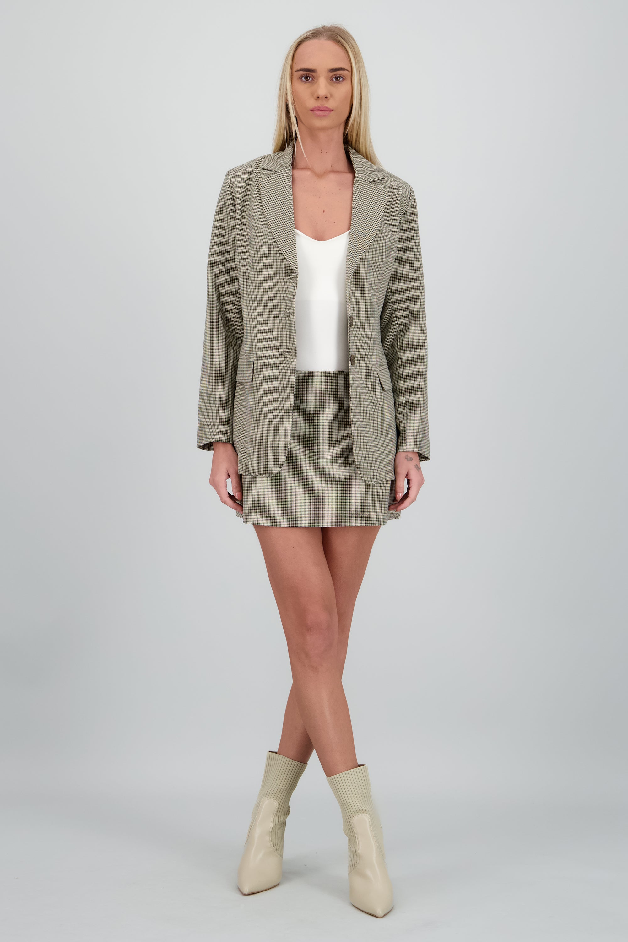 Botin puntal contraste tejido rayas TAUPE