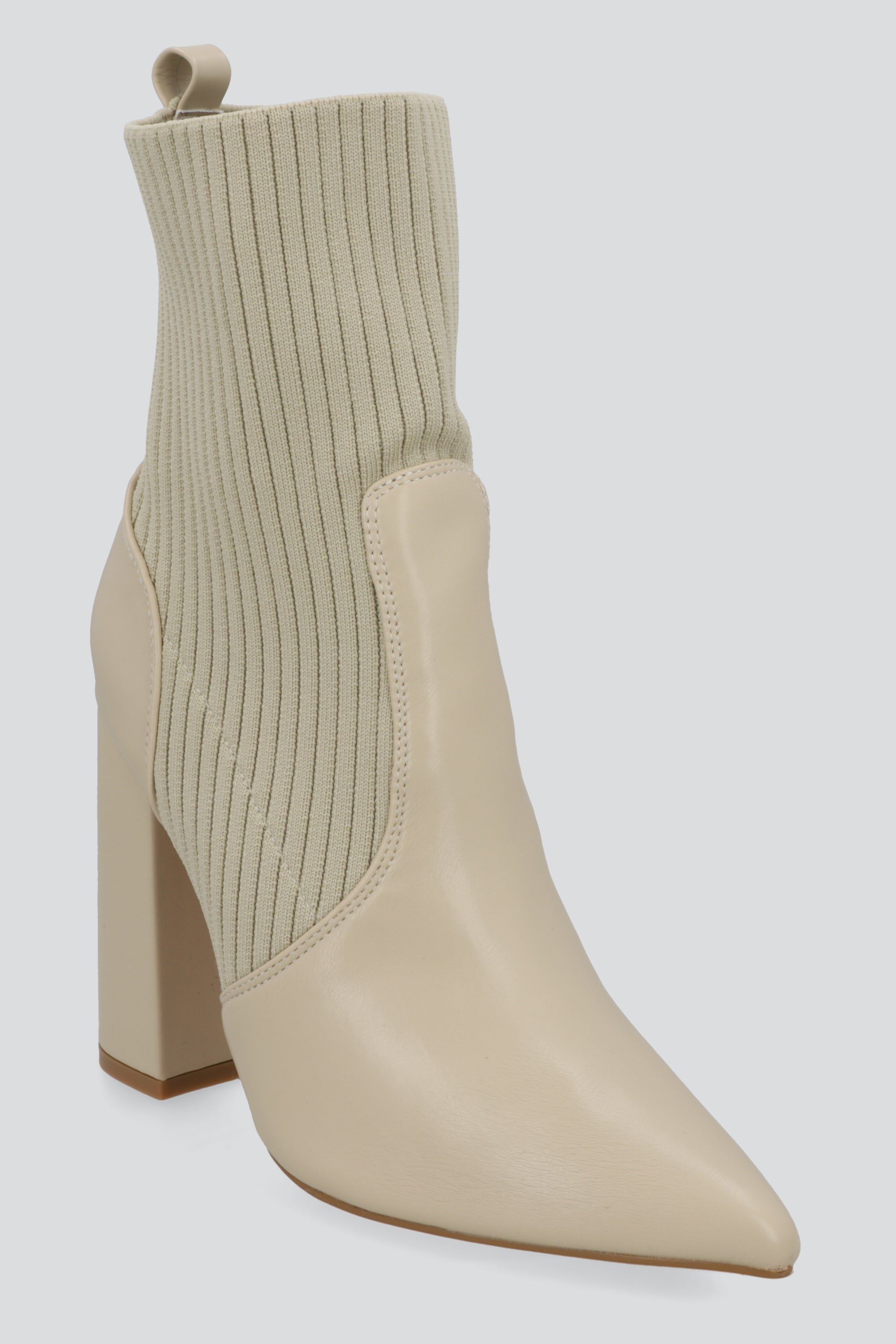 Botin puntal contraste tejido rayas TAUPE