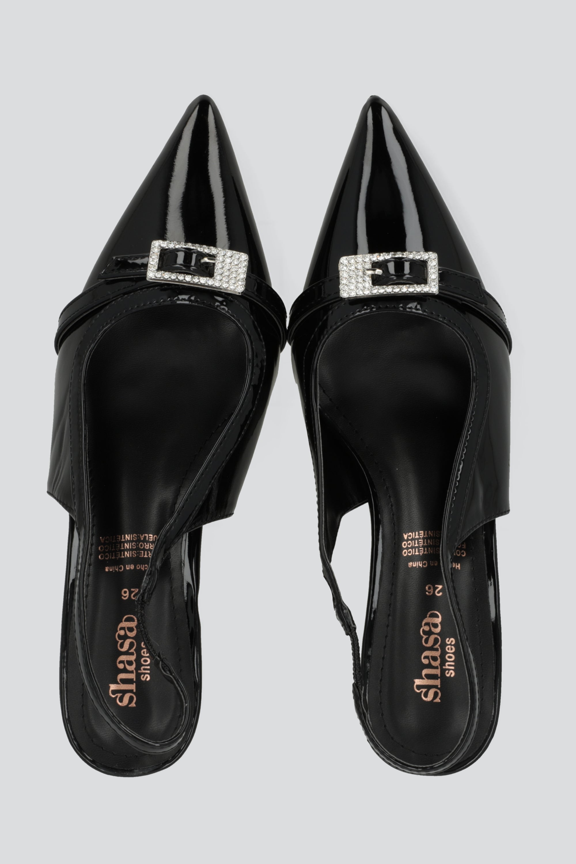 Tacon pointy hebilla brillos NEGRO
