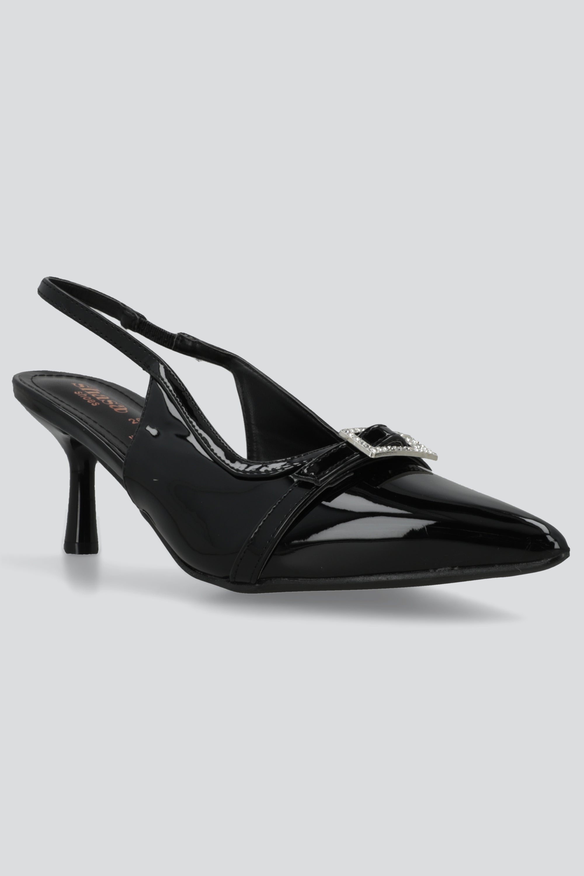 Tacon pointy hebilla brillos NEGRO