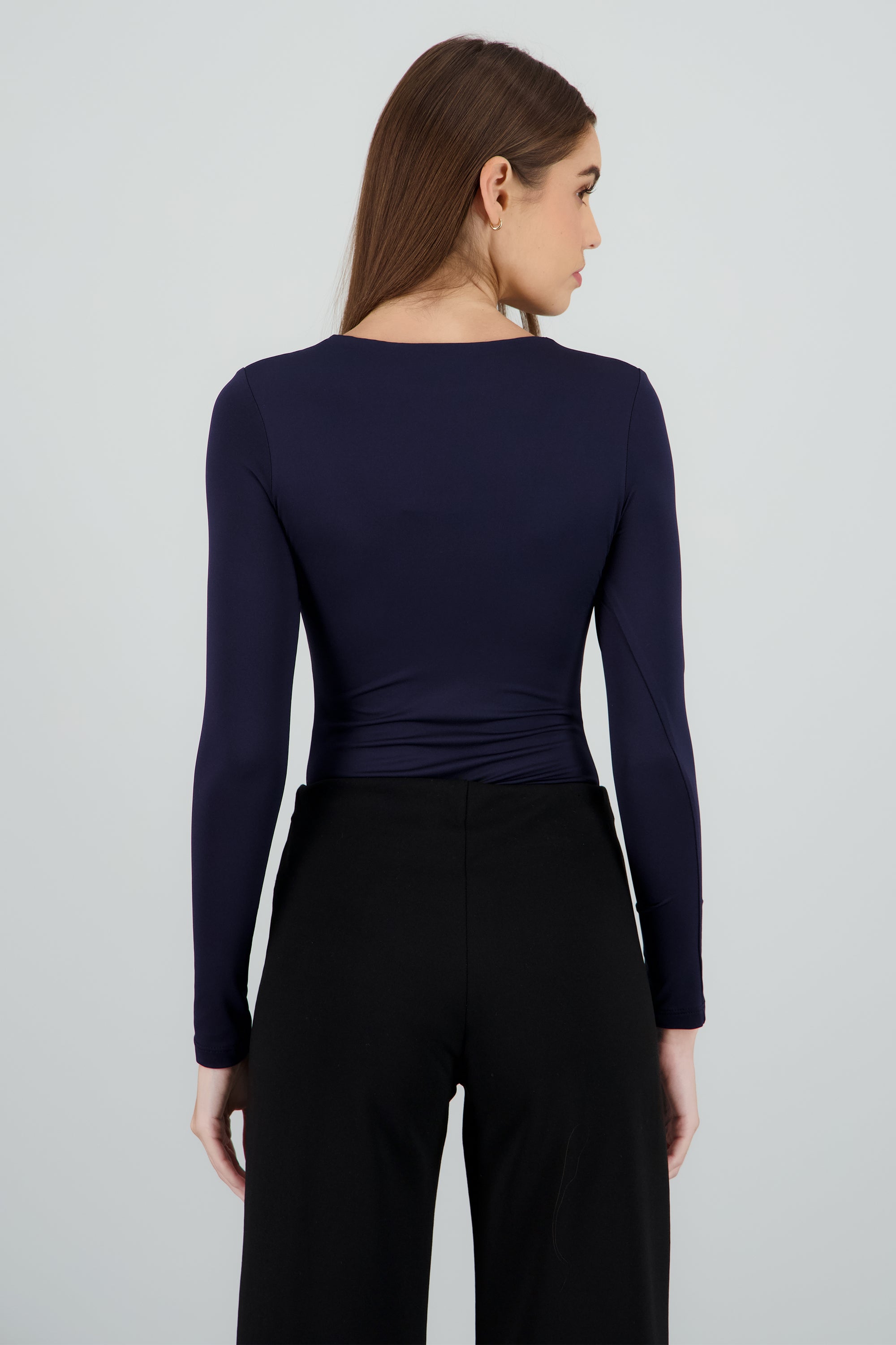Body escote redondo manga larga liso MARINO