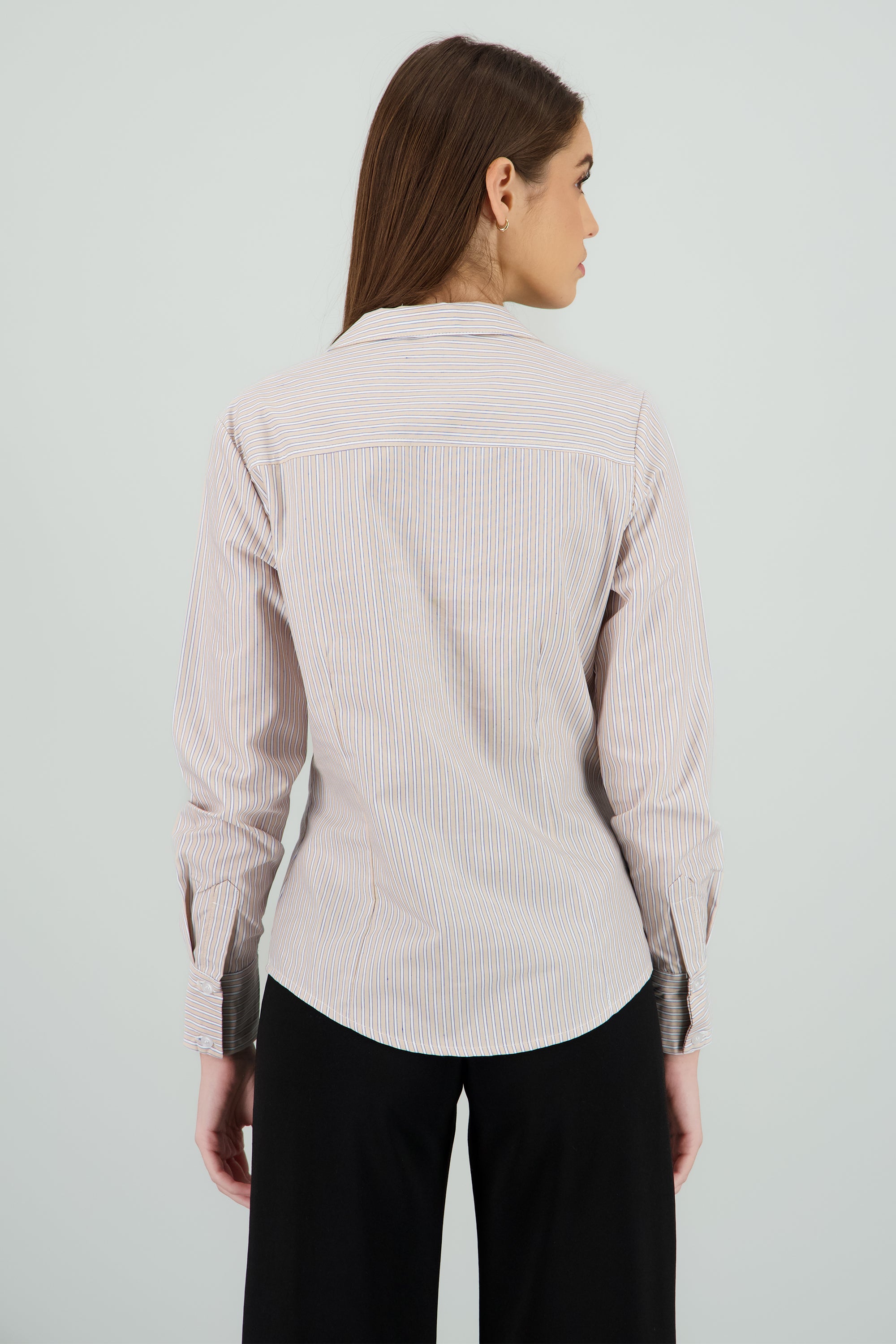 Camisa manga larga detalle pinzas BEIGE