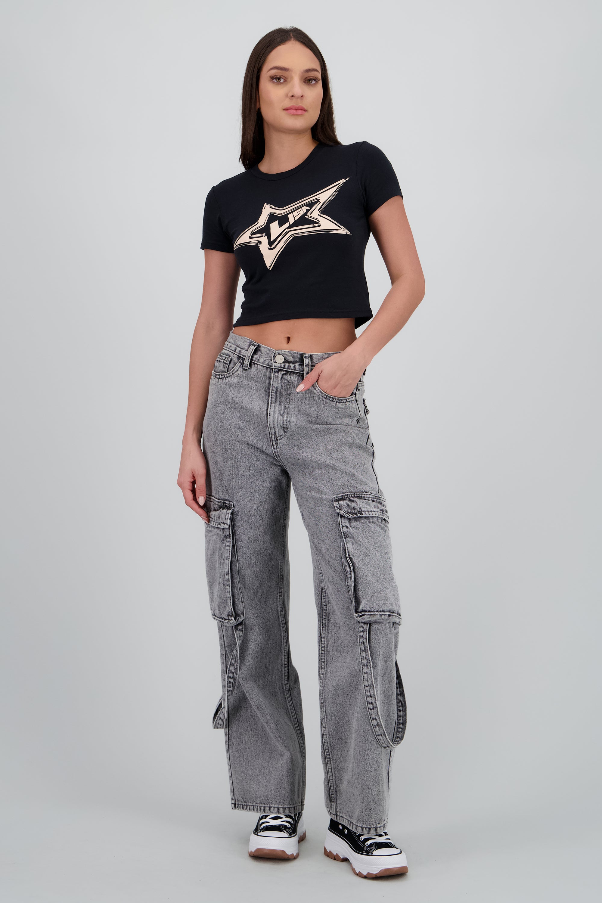 Crop top manga corta Lisa NEGRO