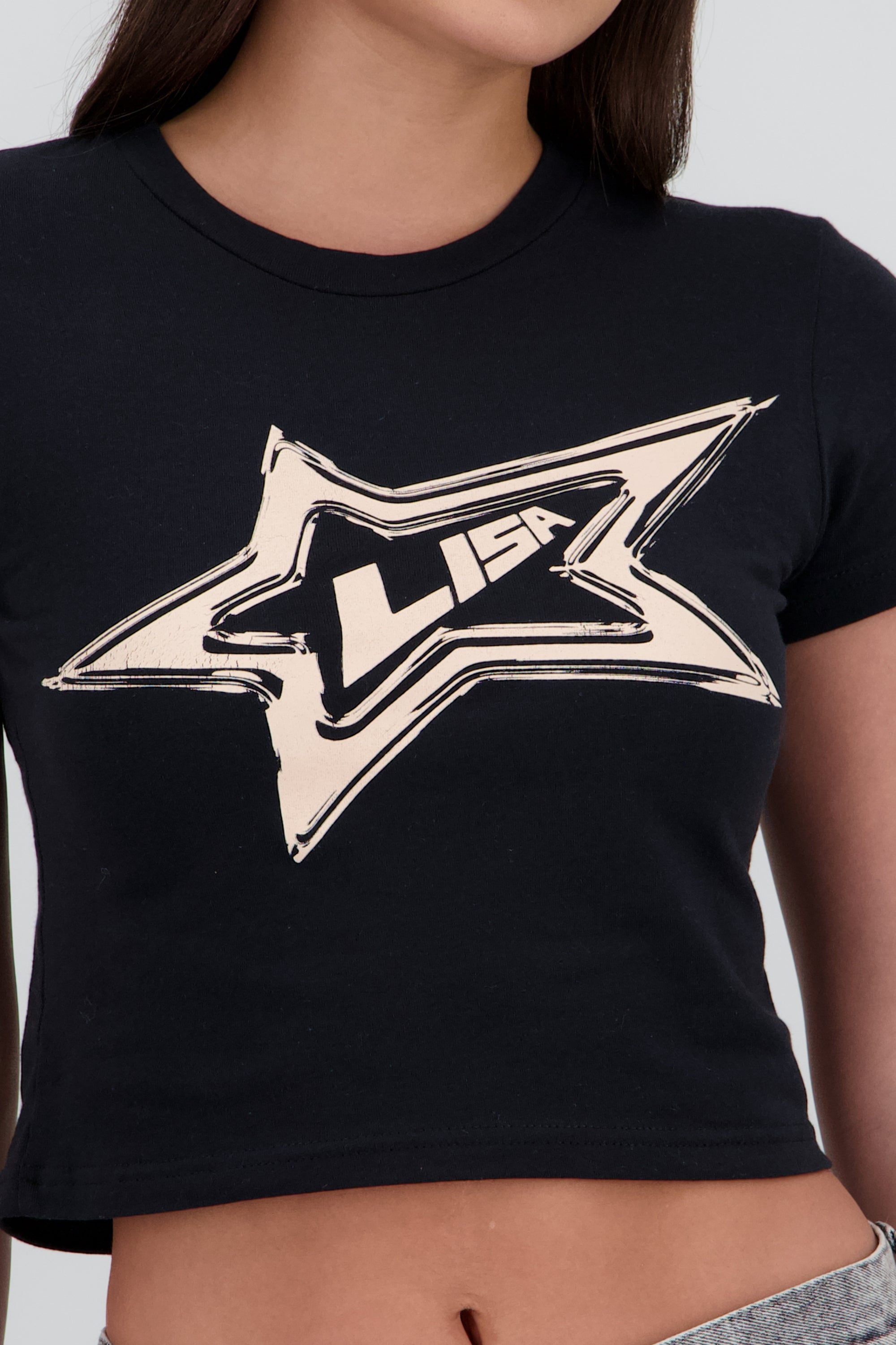 Crop top manga corta Lisa NEGRO