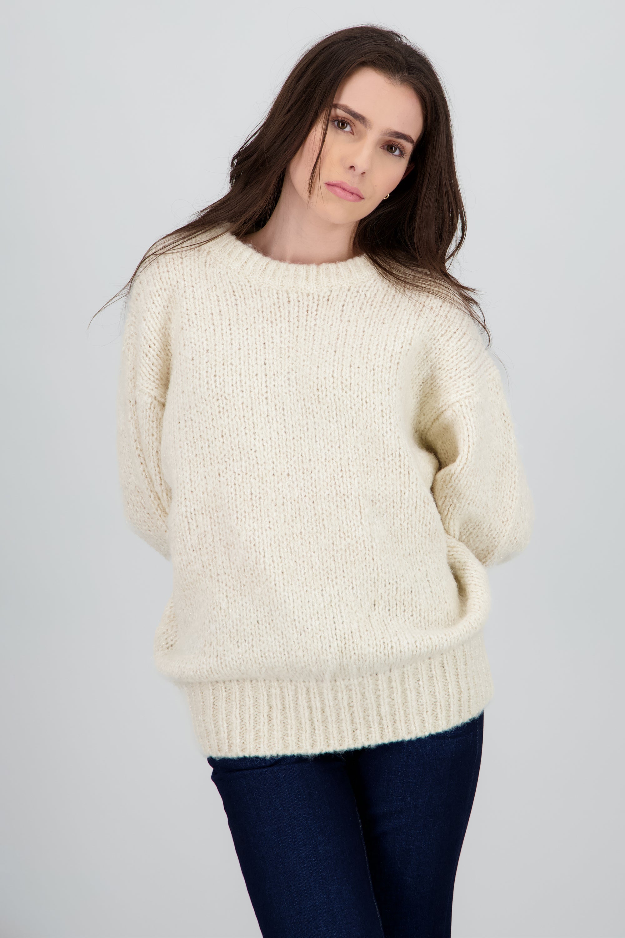 Sueter oversized con lurex CREMA