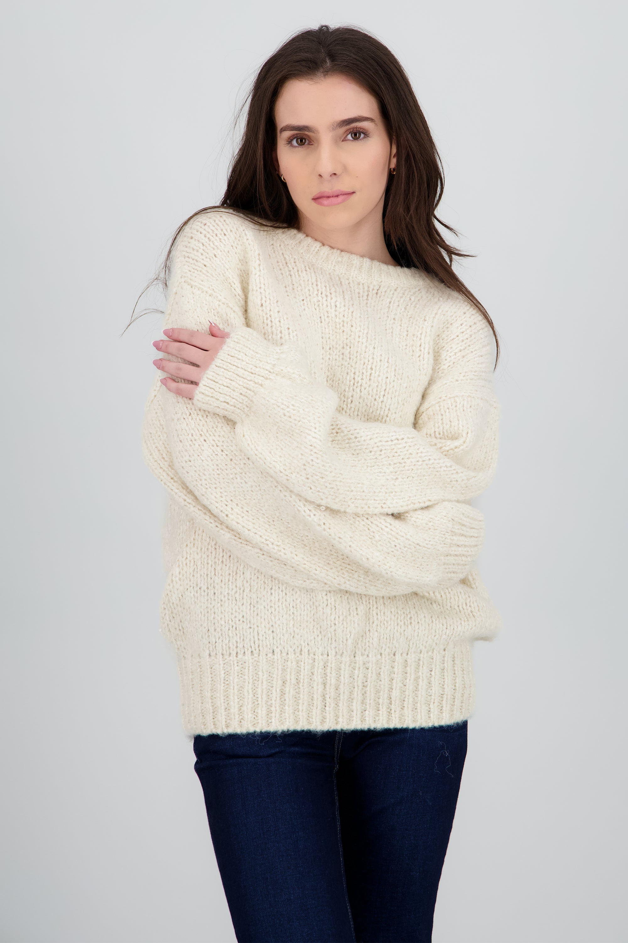 Sueter oversized con lurex CREMA