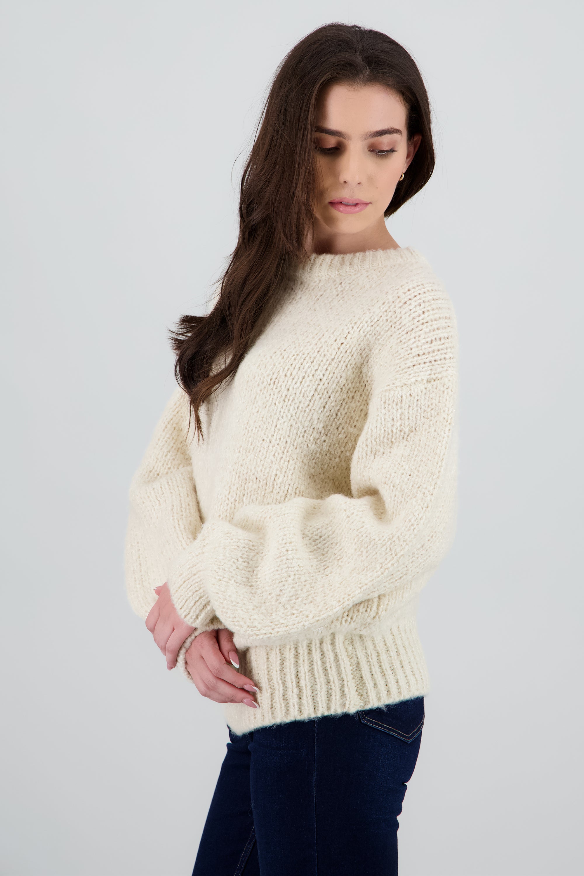 Sueter oversized con lurex CREMA