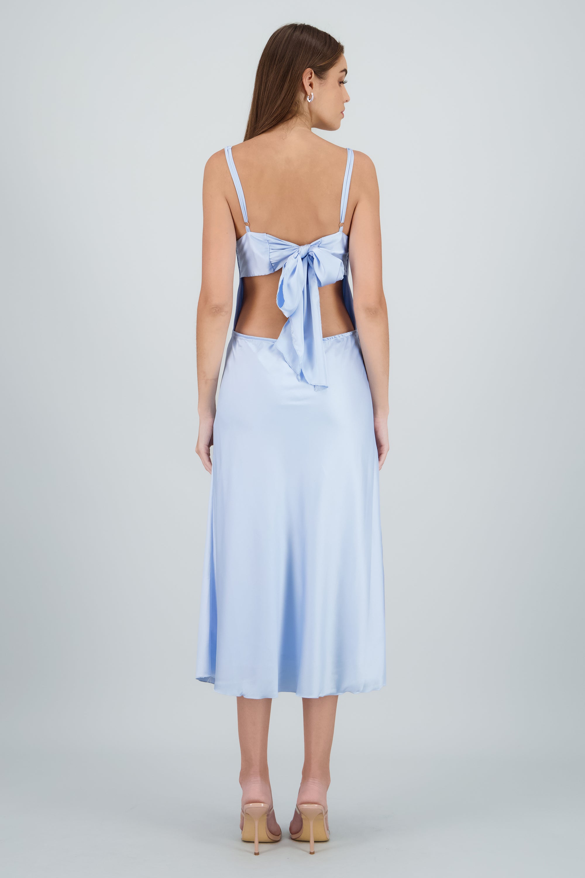 Vestido maxi escote columpio detalle espalda AZUL CIELO