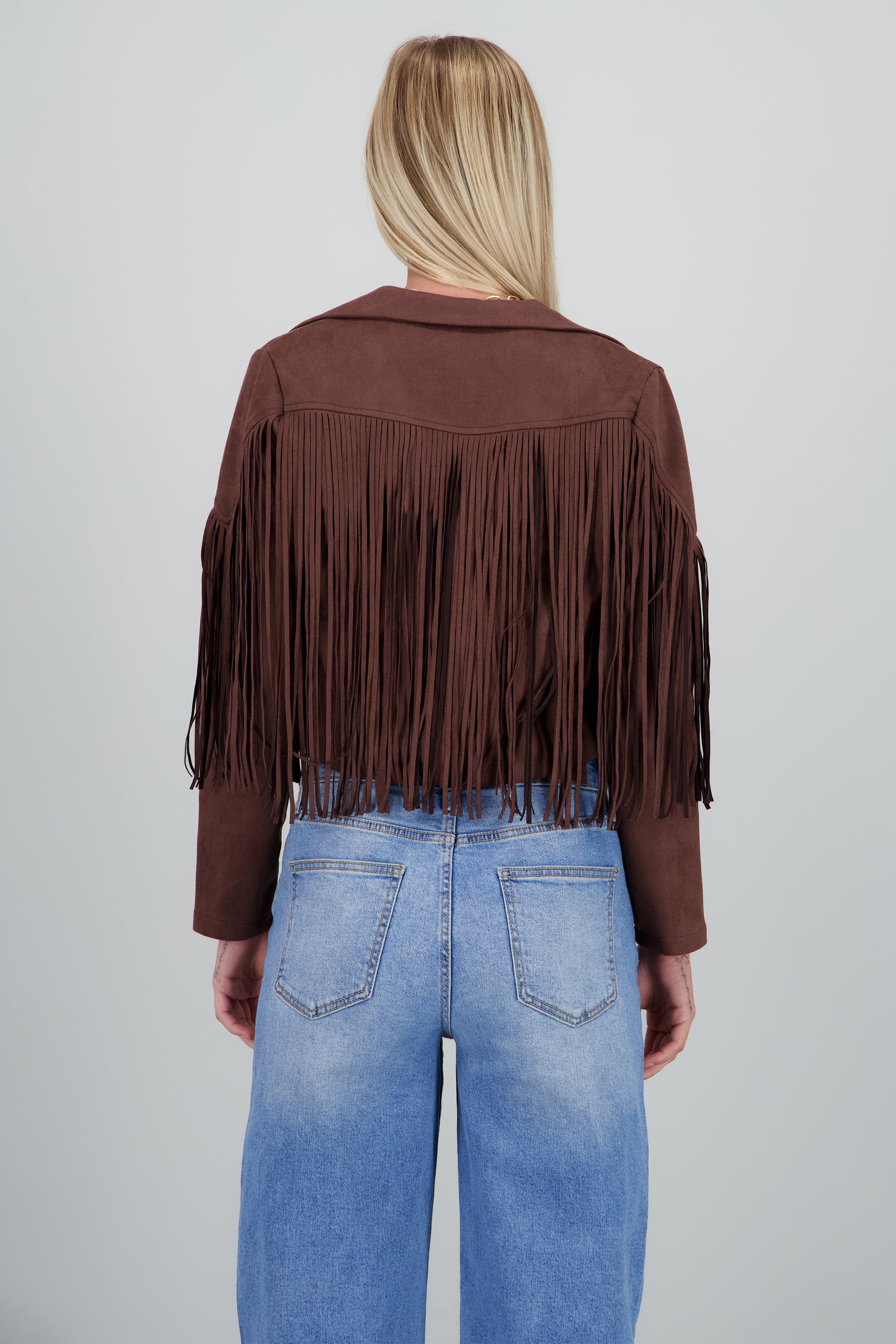 Chamarra fringe suede CHOCOLATE
