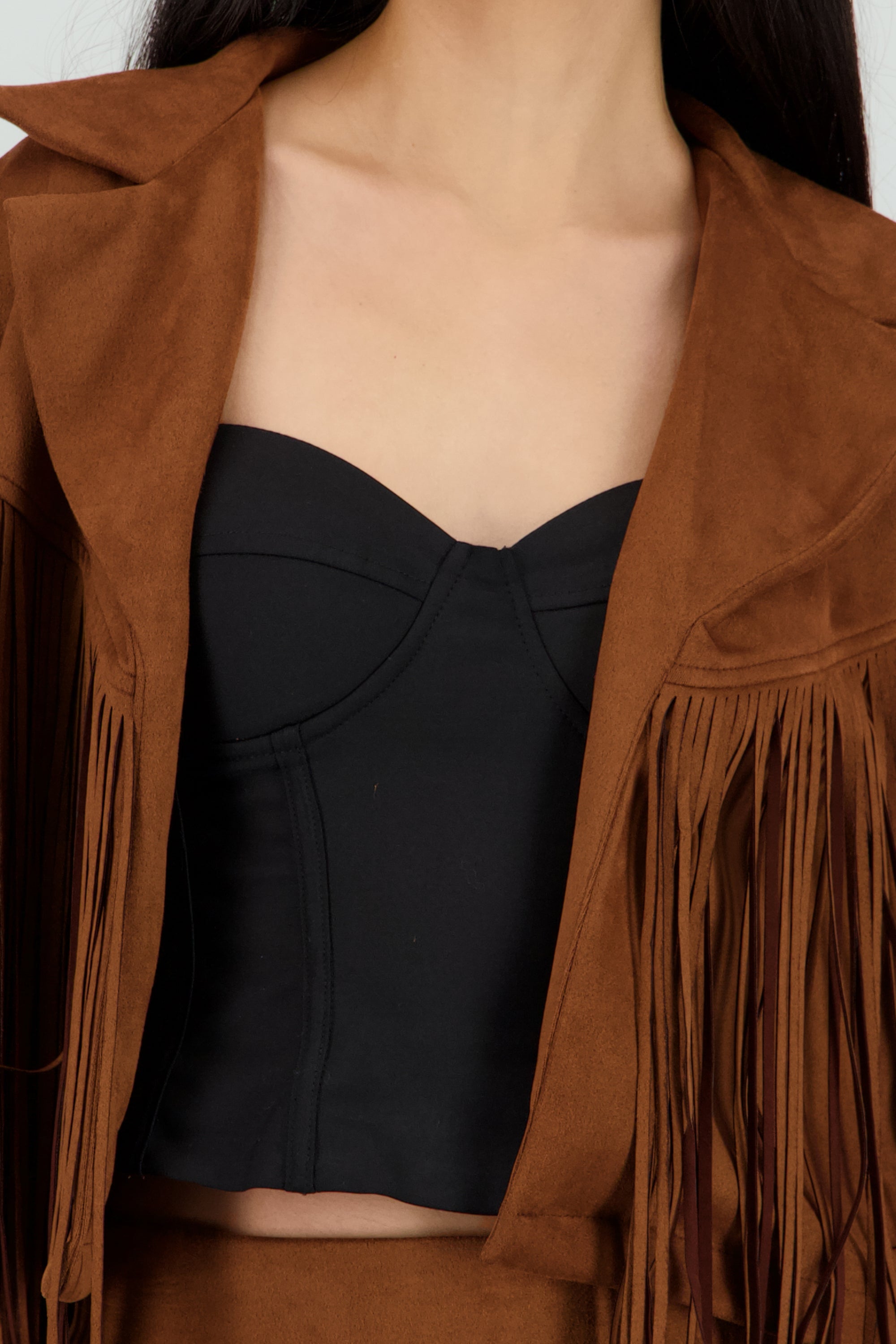 Chamarra fringe suede CAMELLO