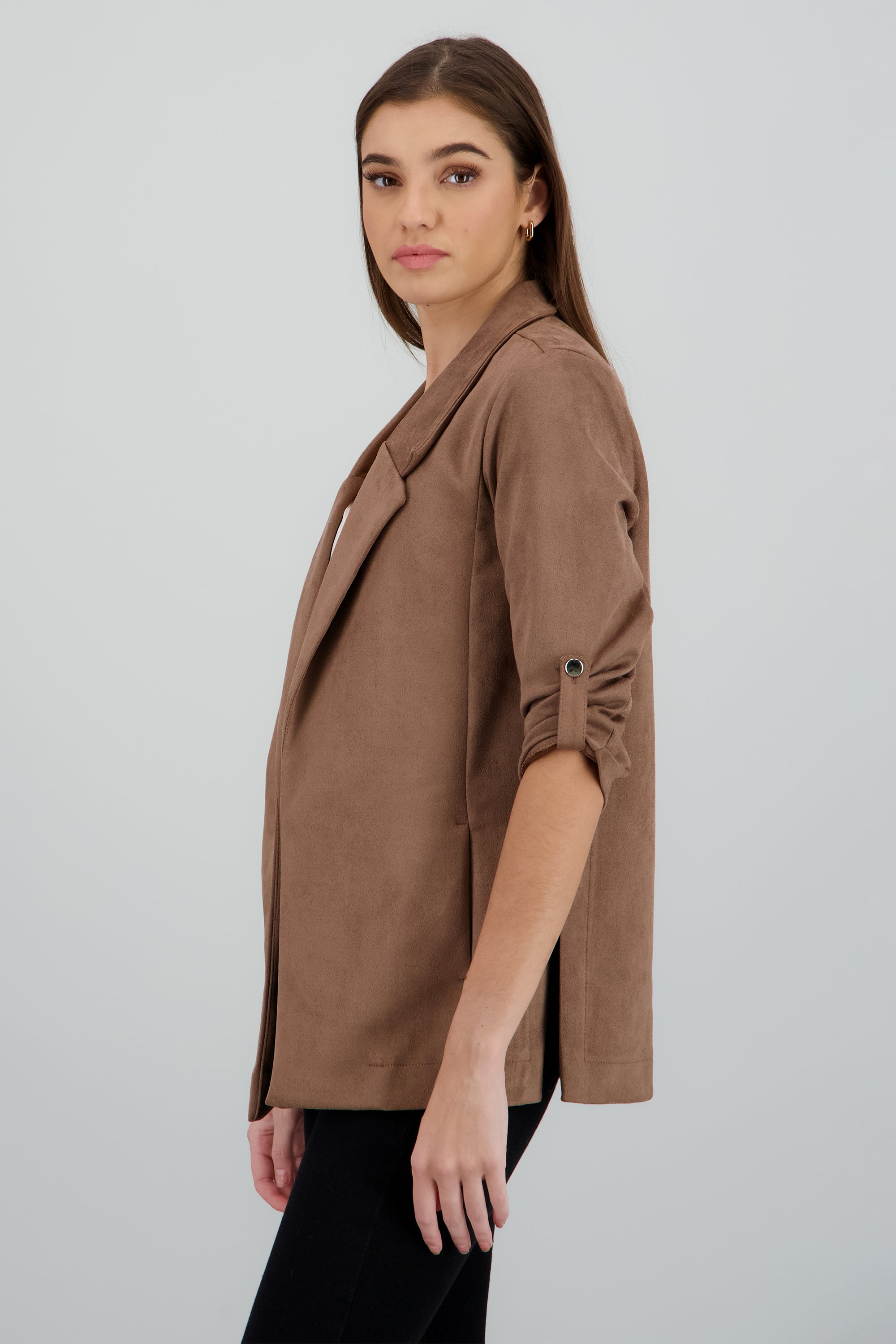 Blazer detalle solapa suede TAUPE