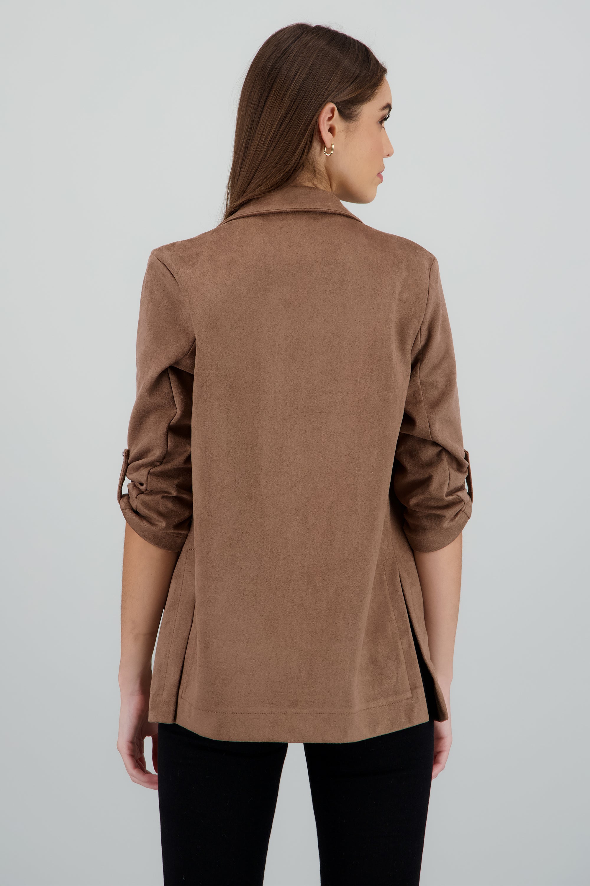 Blazer detalle solapa suede TAUPE