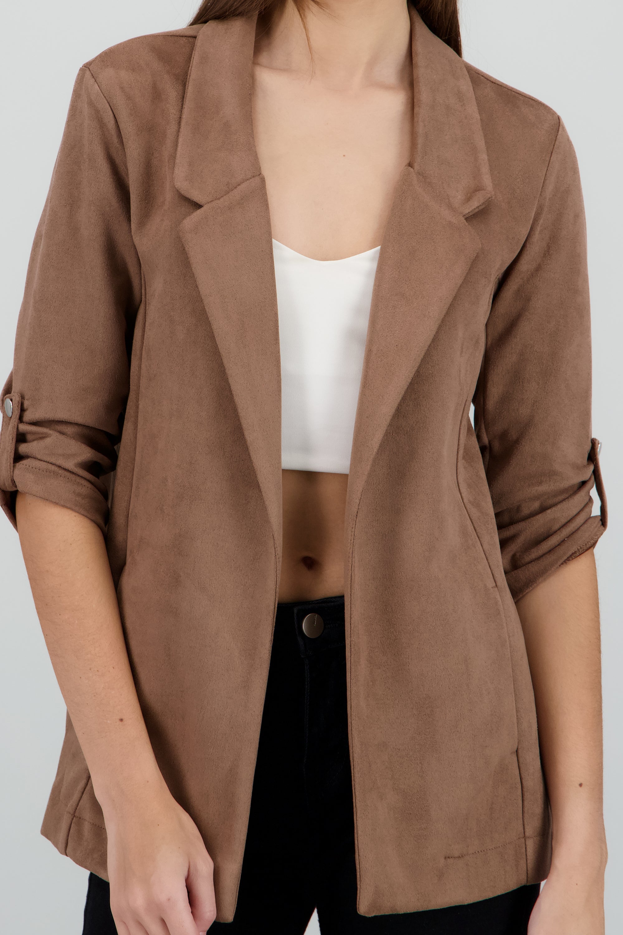 Blazer detalle solapa suede TAUPE