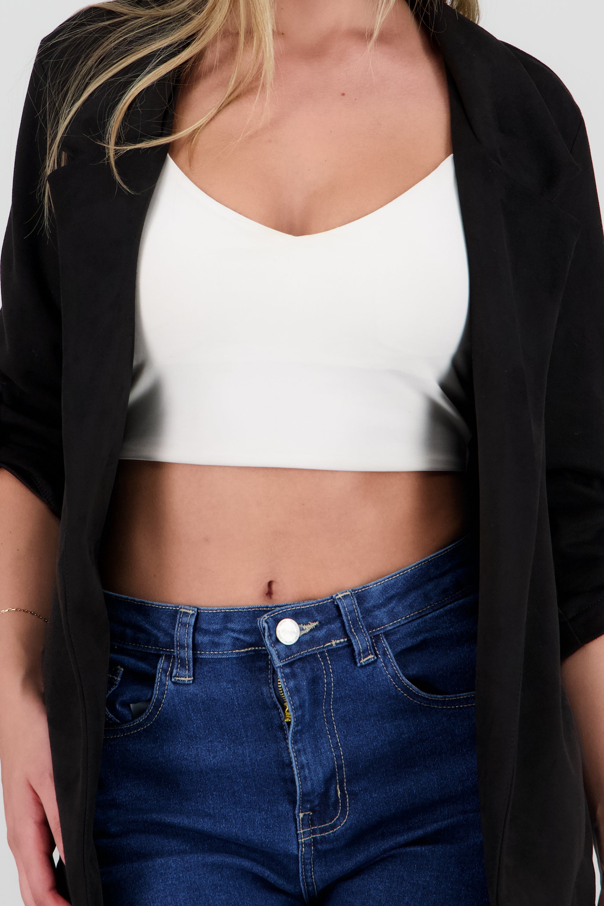 Blazer detalle solapa suede NEGRO