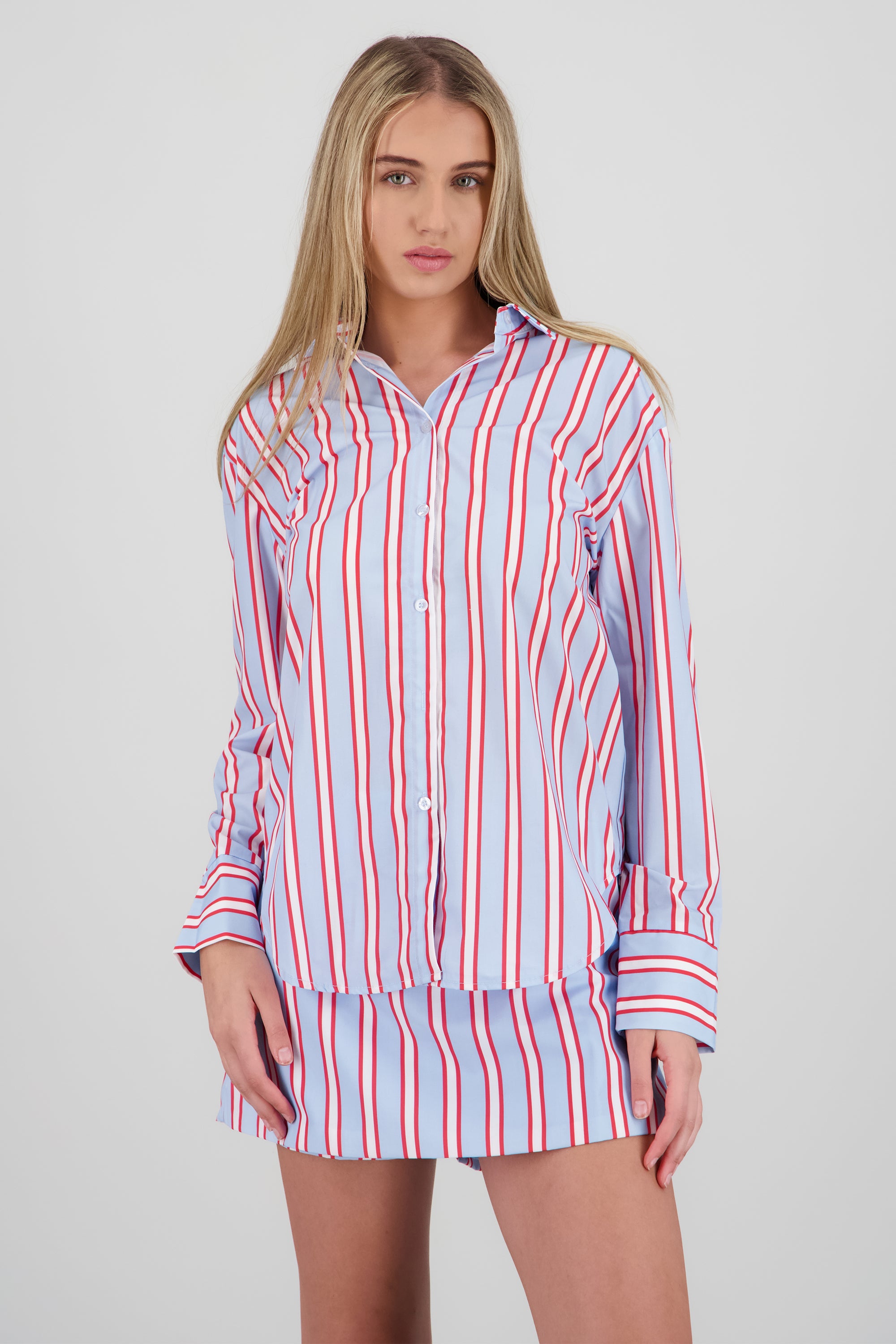 Camisa oversized rayas AZUL COMBO