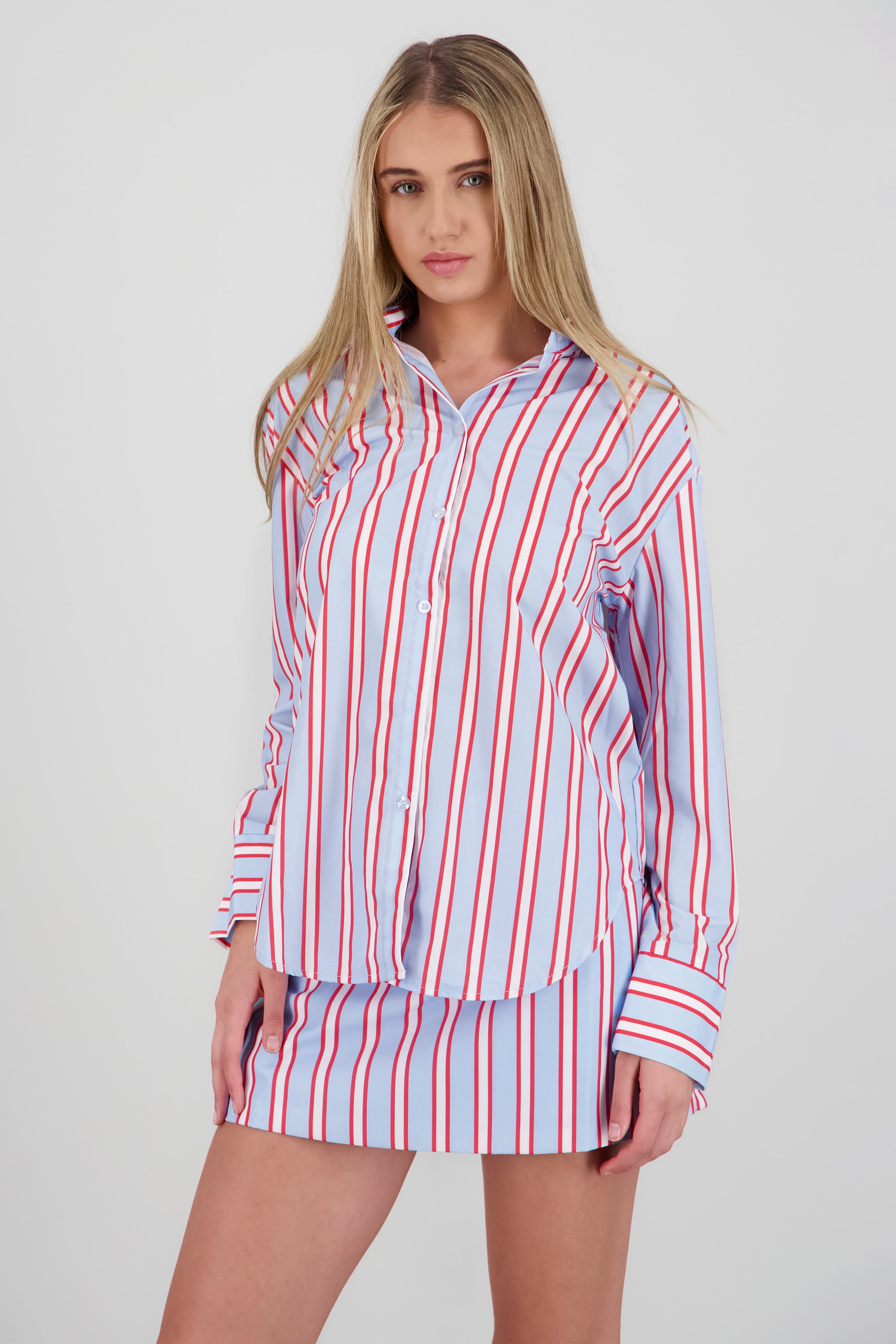 Camisa oversized rayas AZUL COMBO