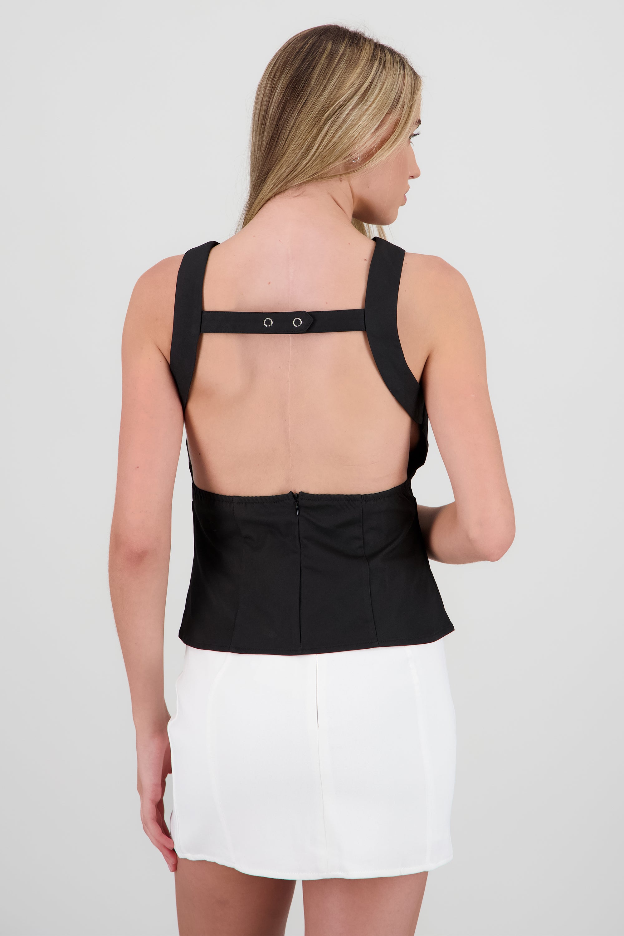 Top cortes espalda descubierta NEGRO