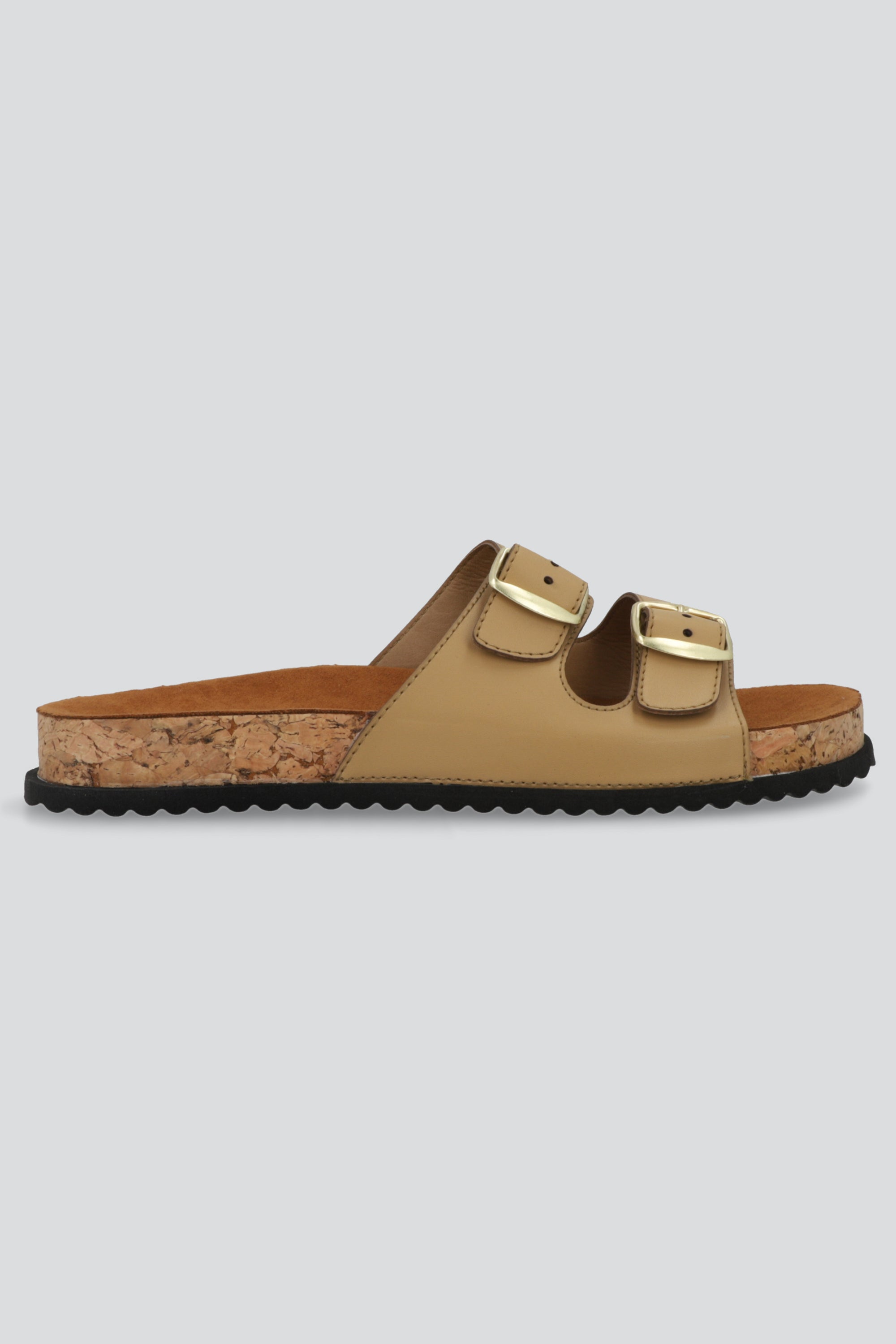 Sandalia suela corcho doble hebilla TAUPE