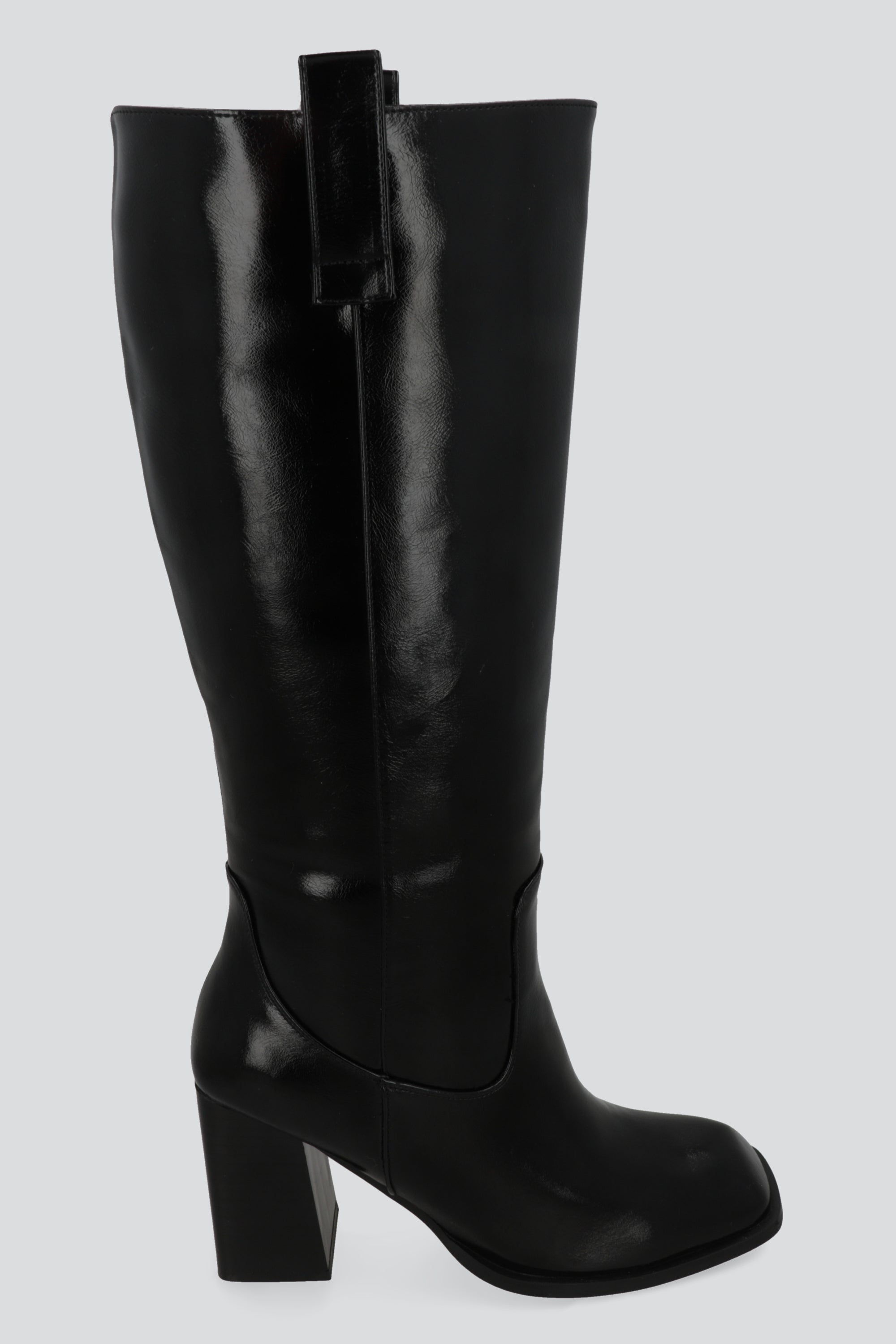 Bota larga estructurada punta cuadrada NEGRO