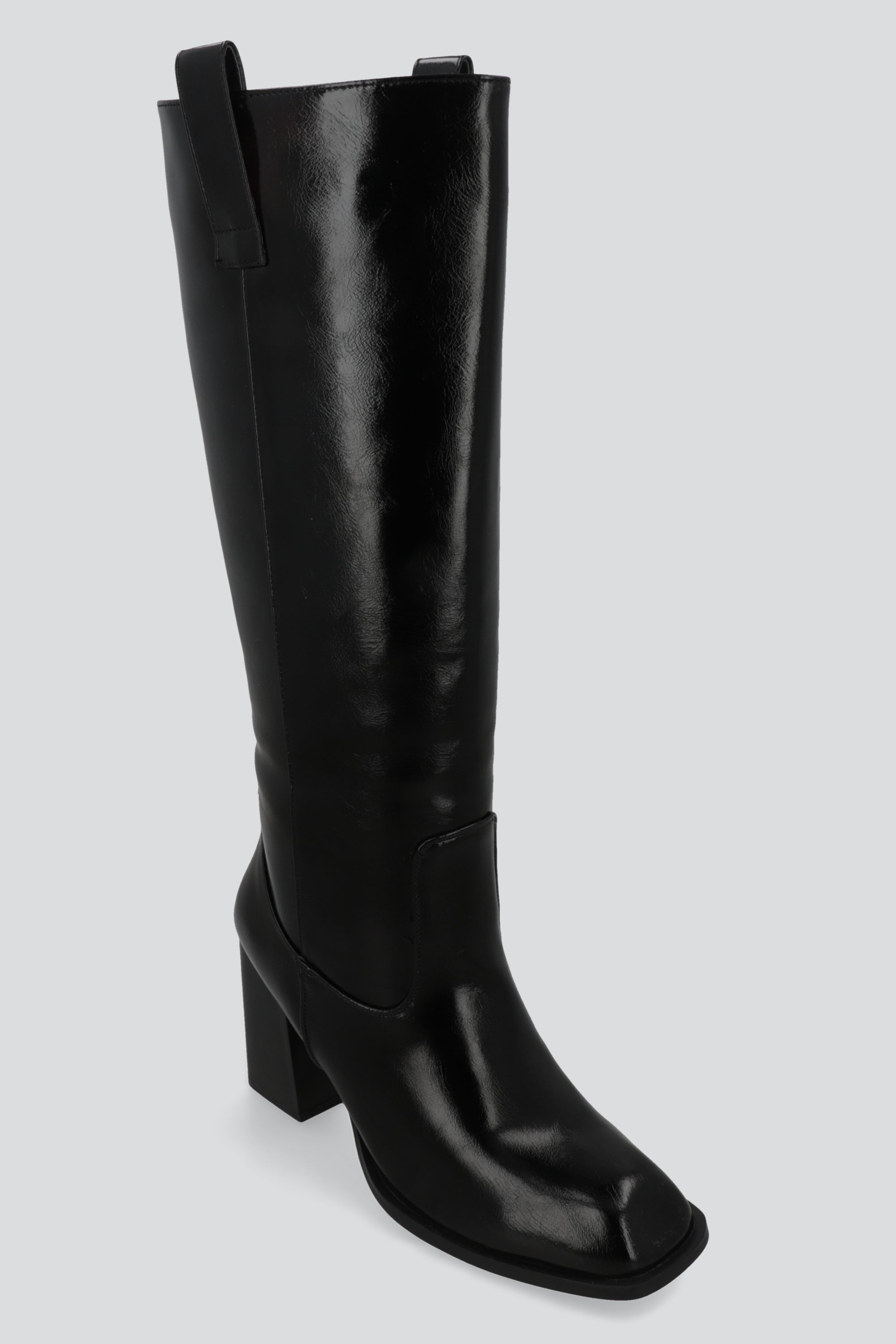 Bota larga estructurada punta cuadrada NEGRO