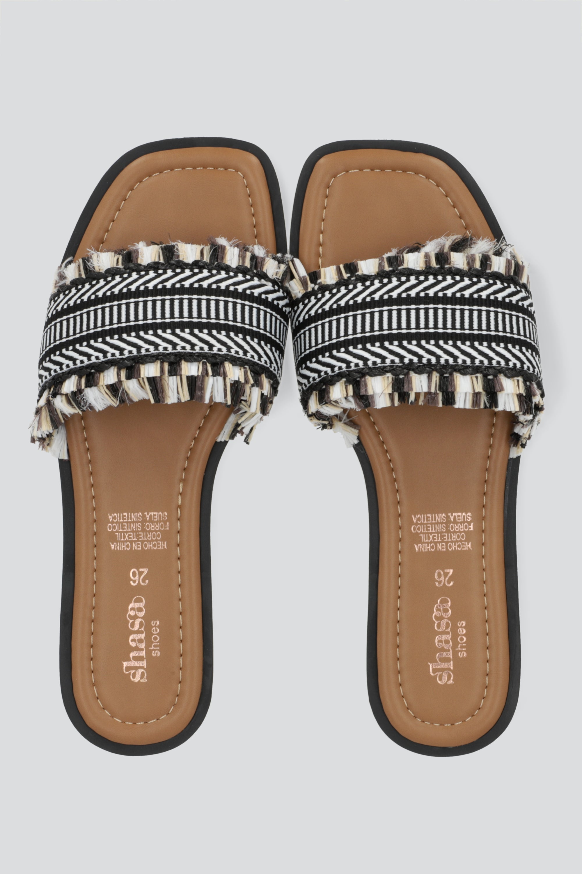 Sandalia tejida flecos NEGRO