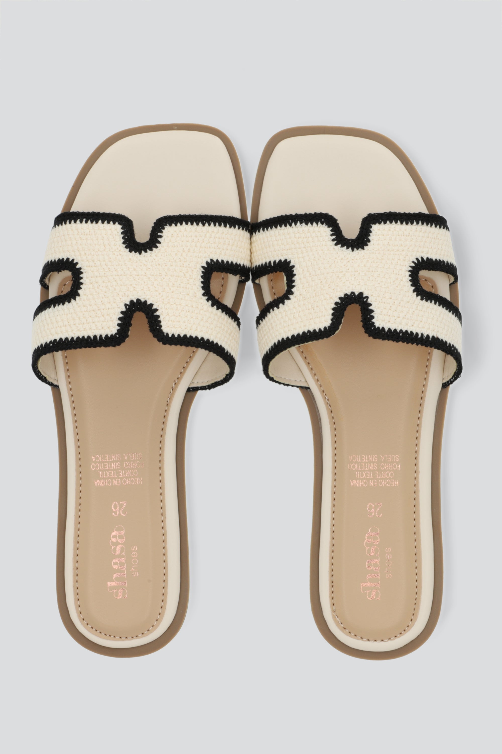 Sandalias tiras greca tejido BLANCO