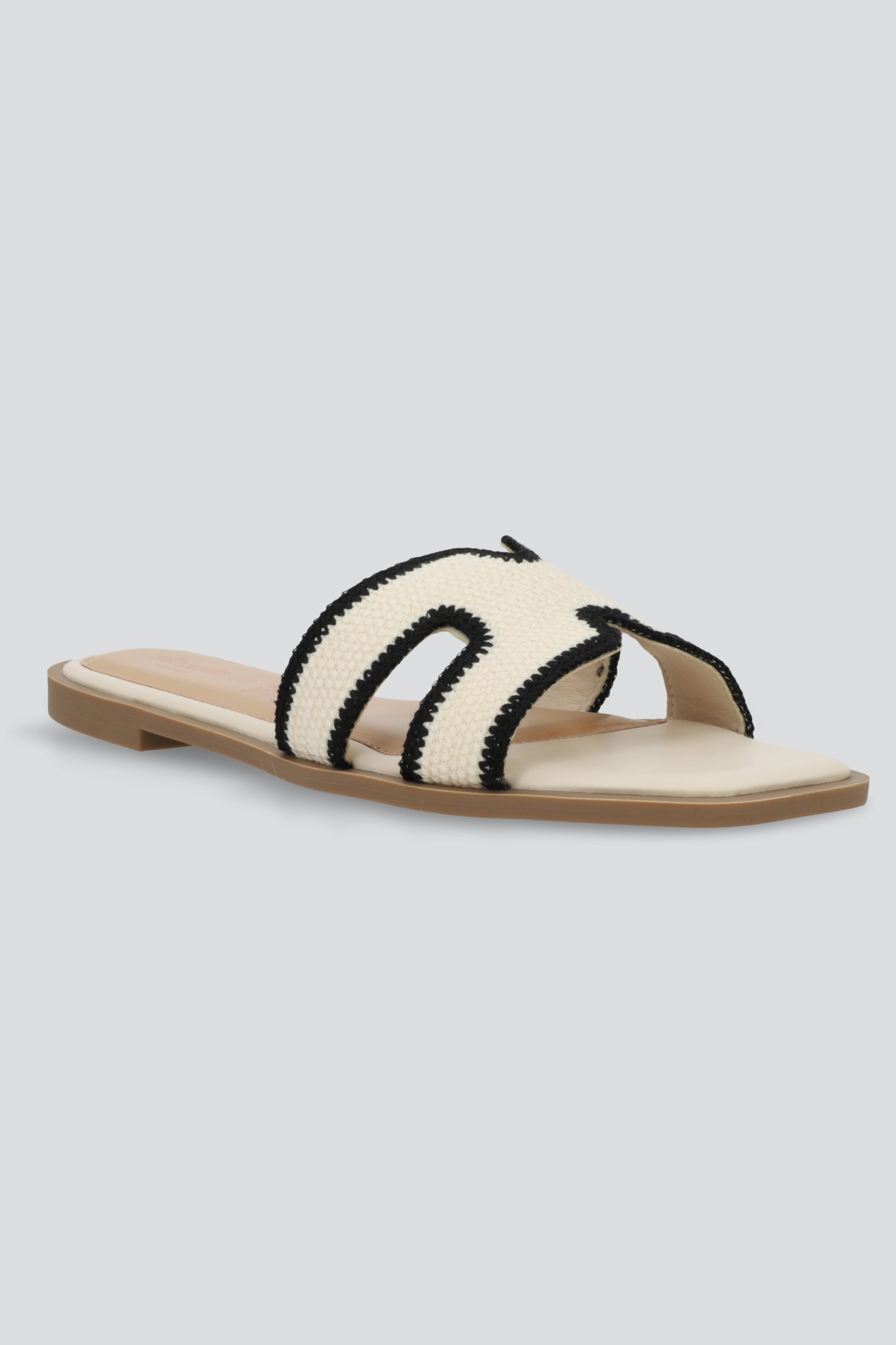 Sandalias tiras greca tejido BLANCO