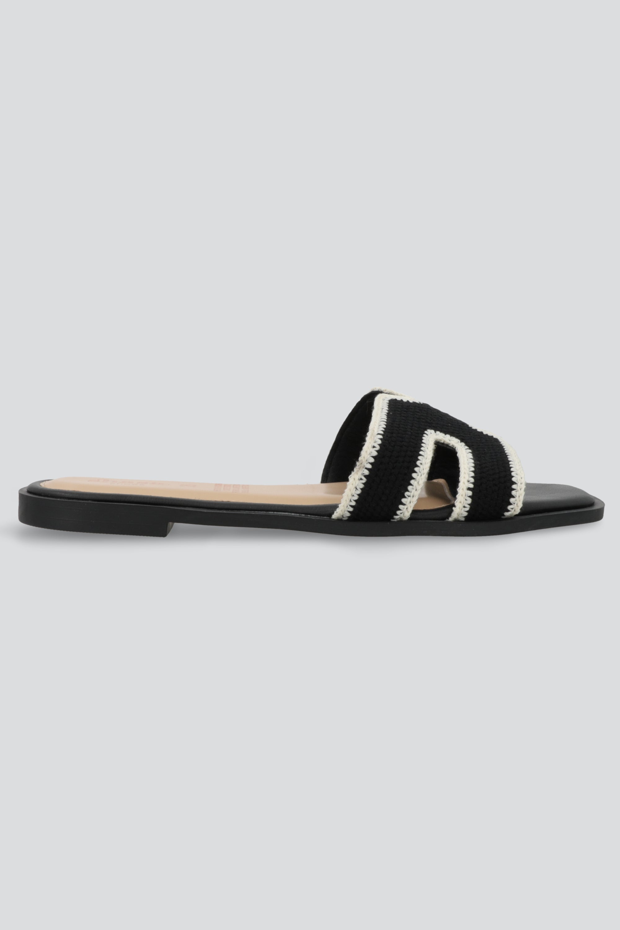 Sandalias tiras greca tejido NEGRO