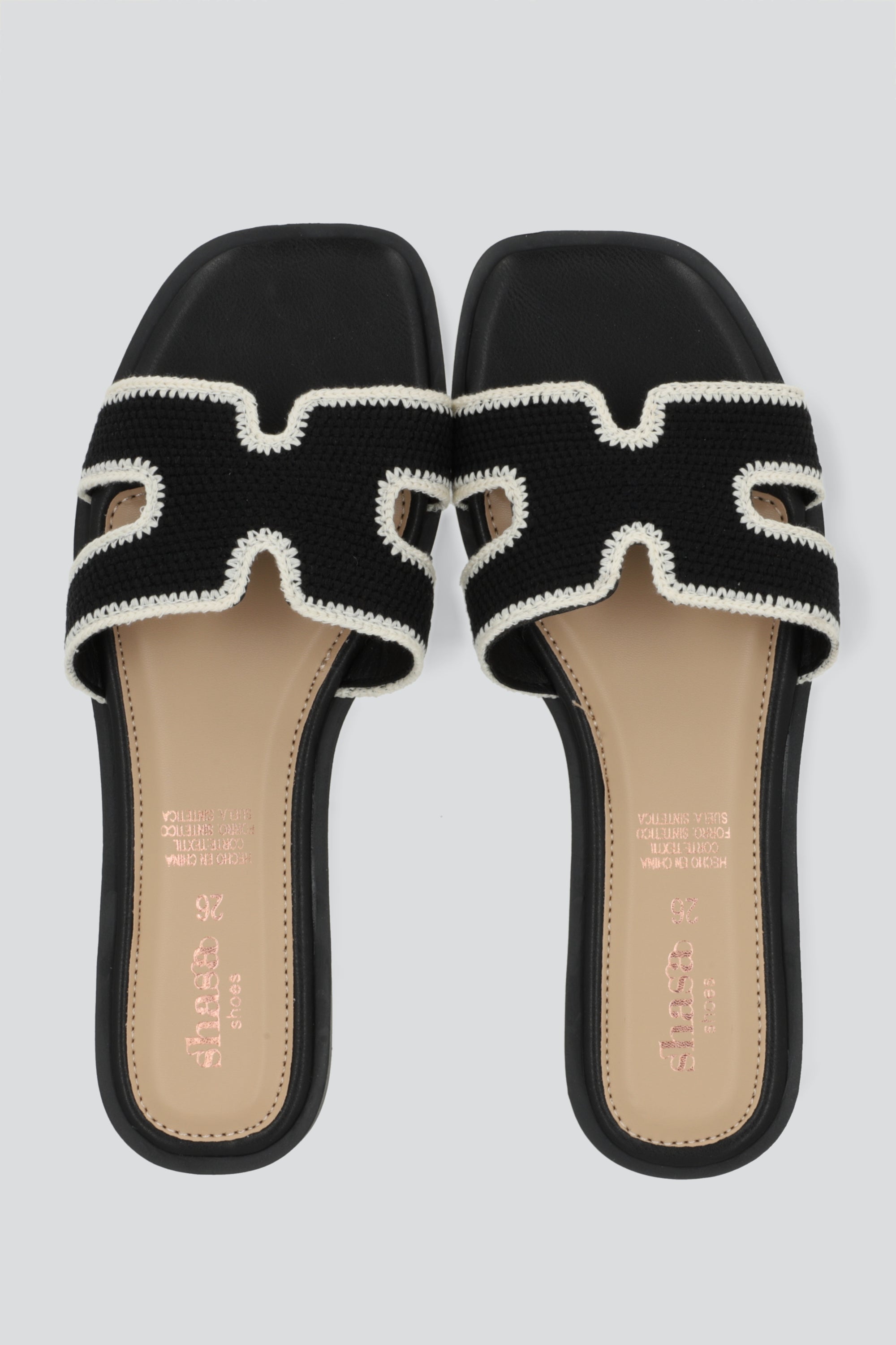 Sandalias tiras greca tejido NEGRO