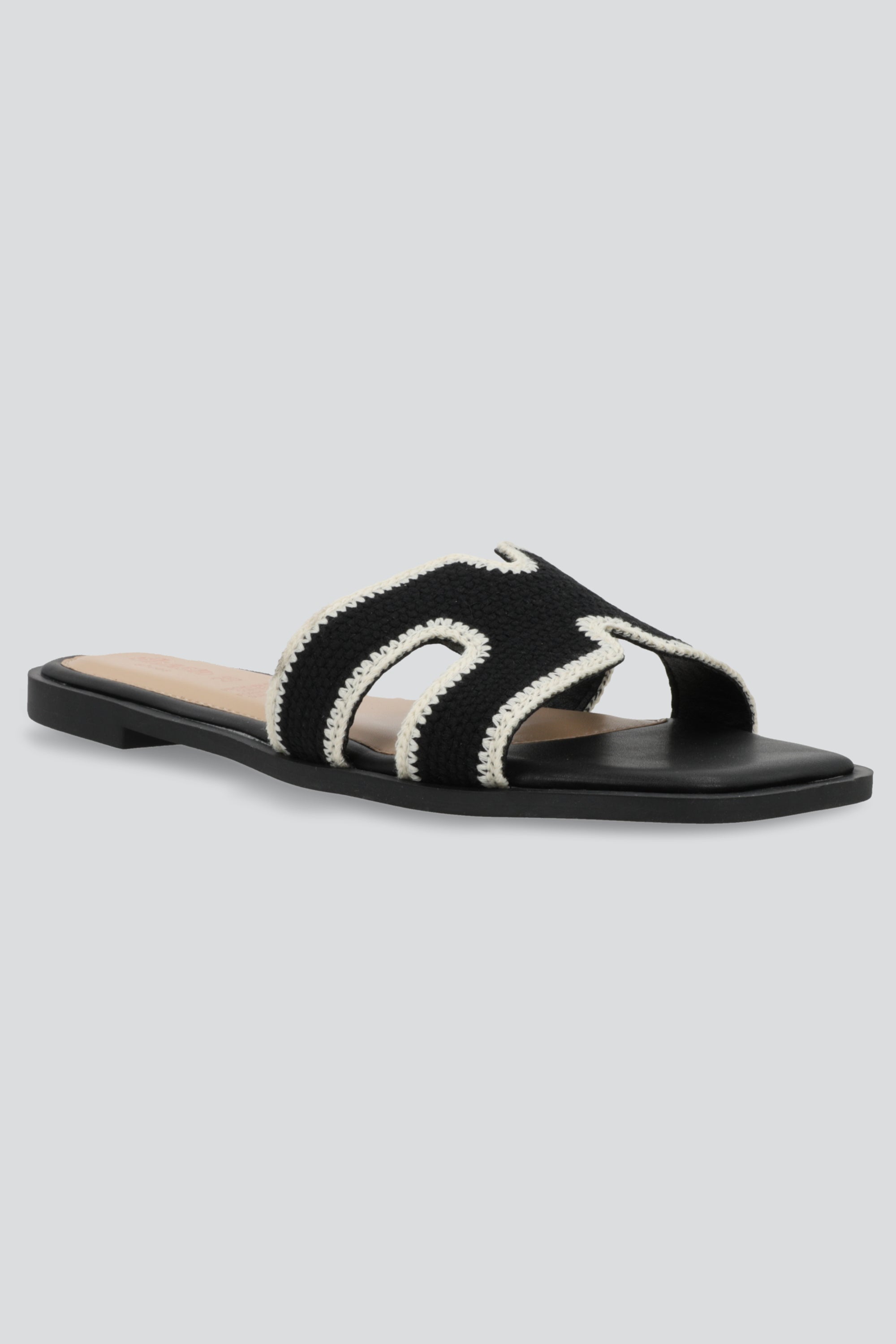Sandalias tiras greca tejido NEGRO