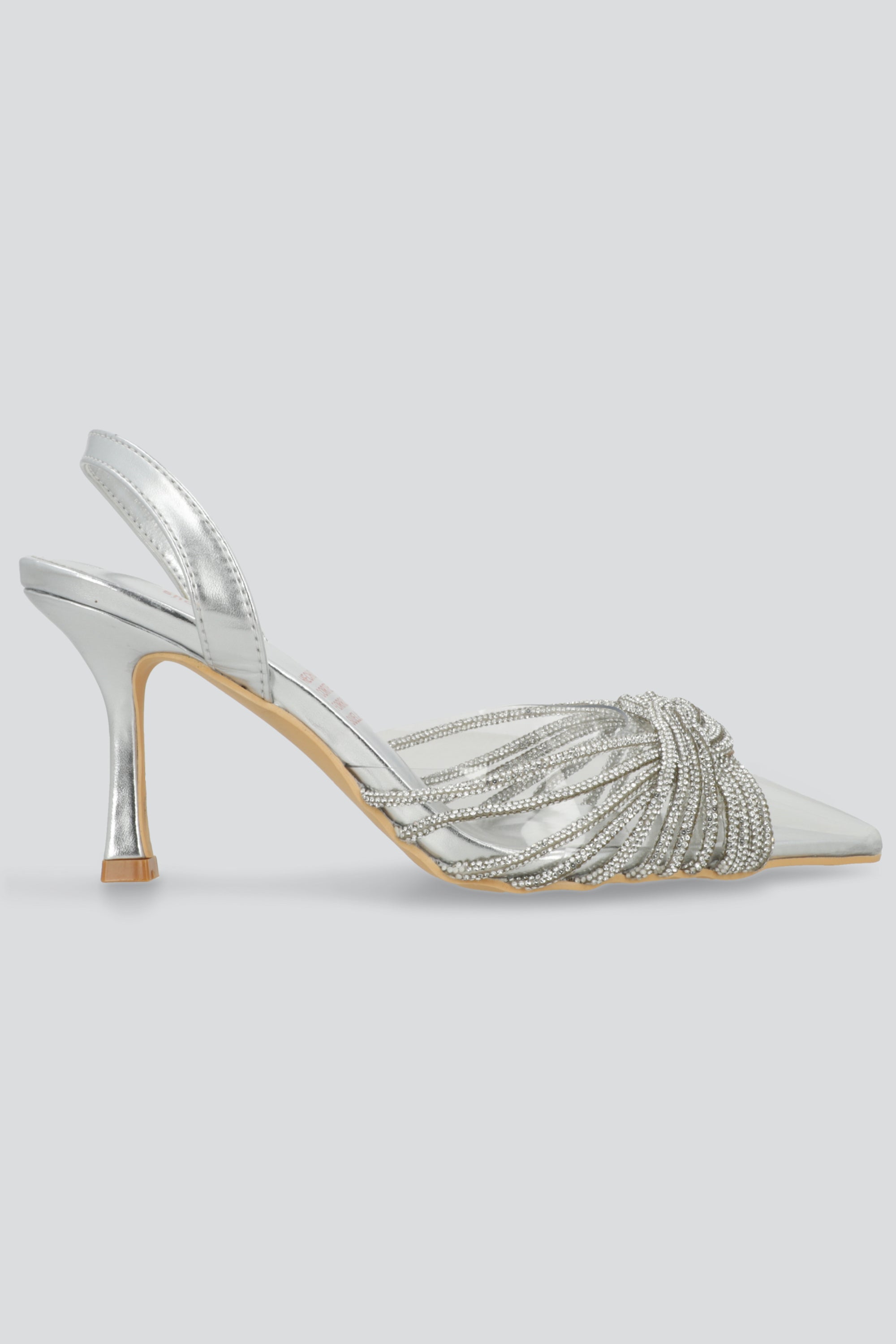 Tacon puntal tiras brillos entrelazados PLATA