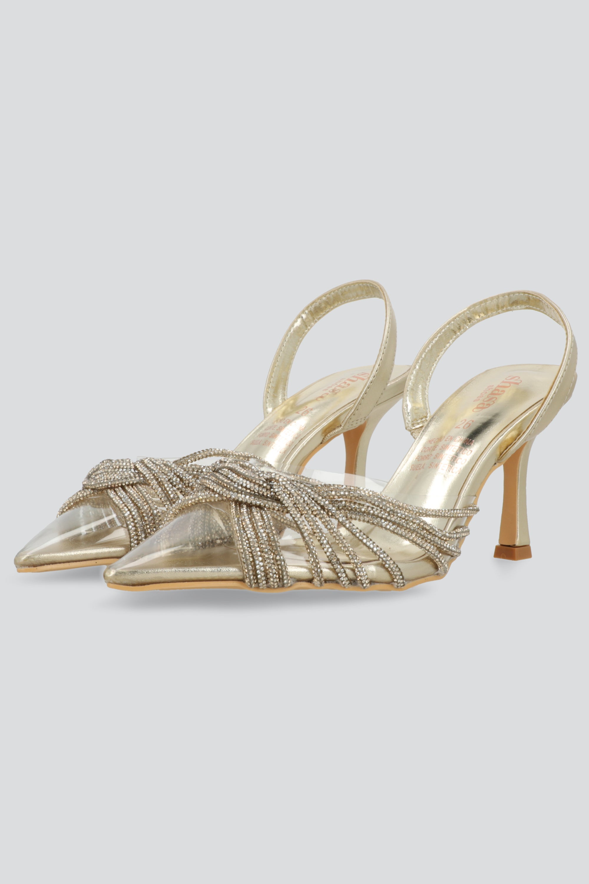 Tacon puntal tiras brillos entrelazados ORO