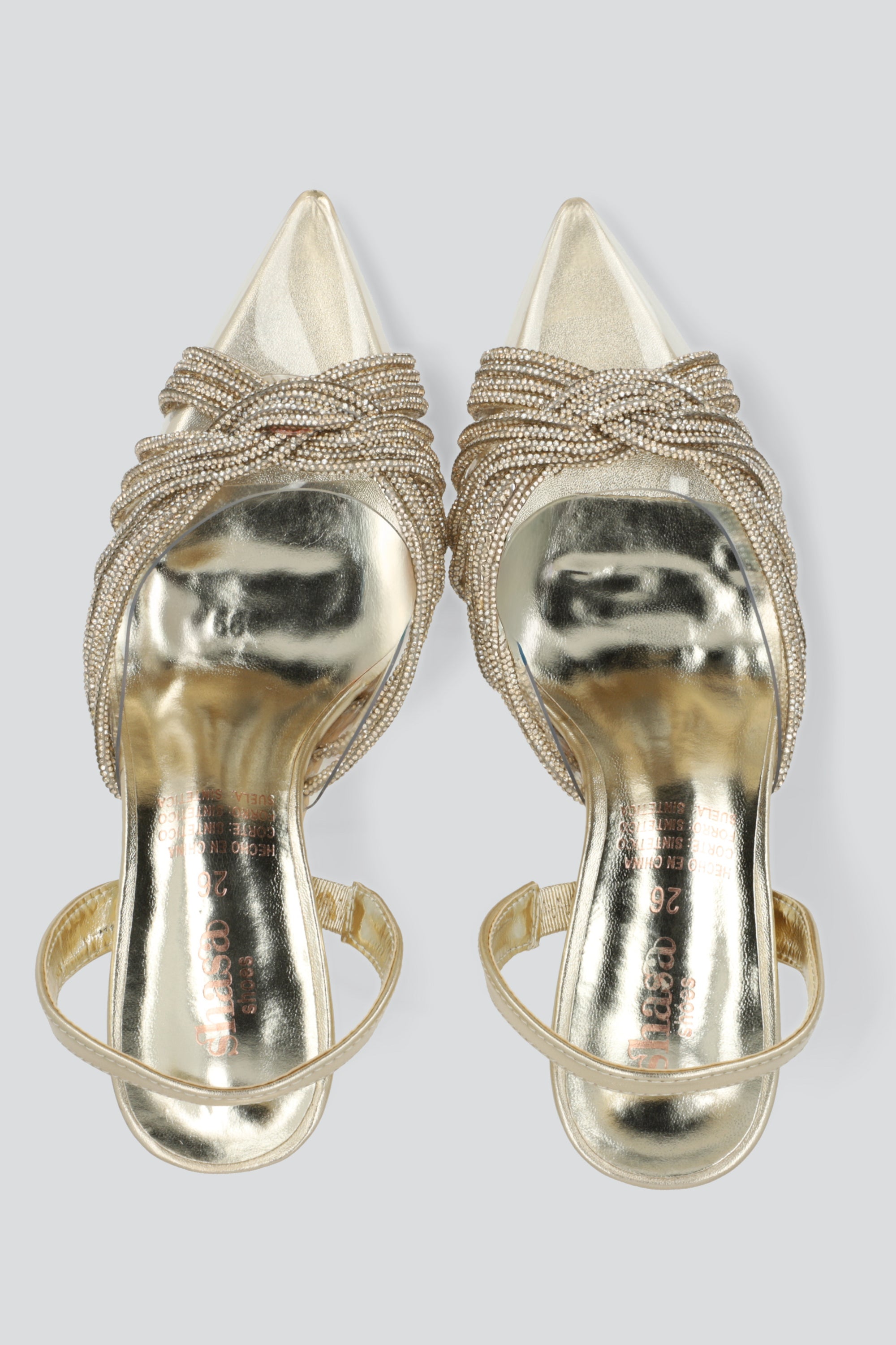 Tacon puntal tiras brillos entrelazados ORO