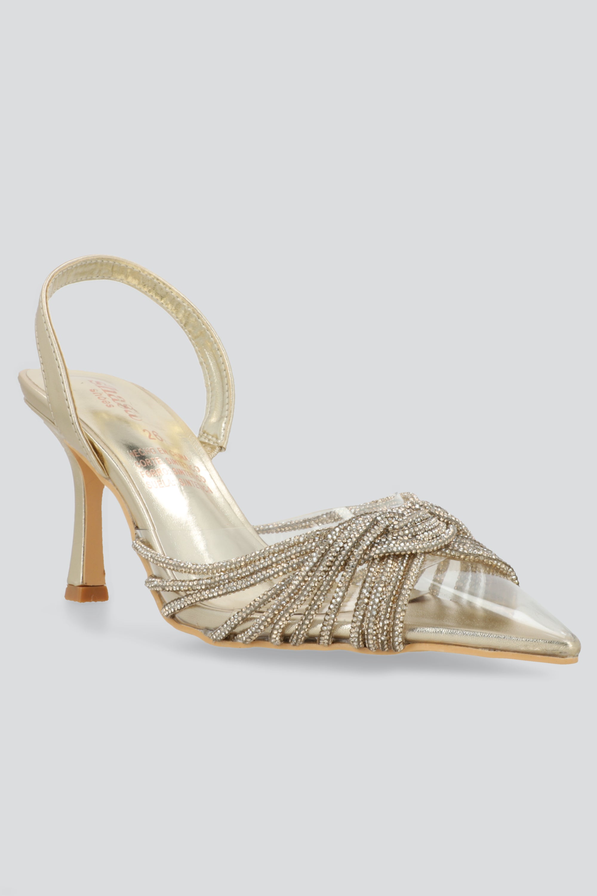 Tacon puntal tiras brillos entrelazados ORO