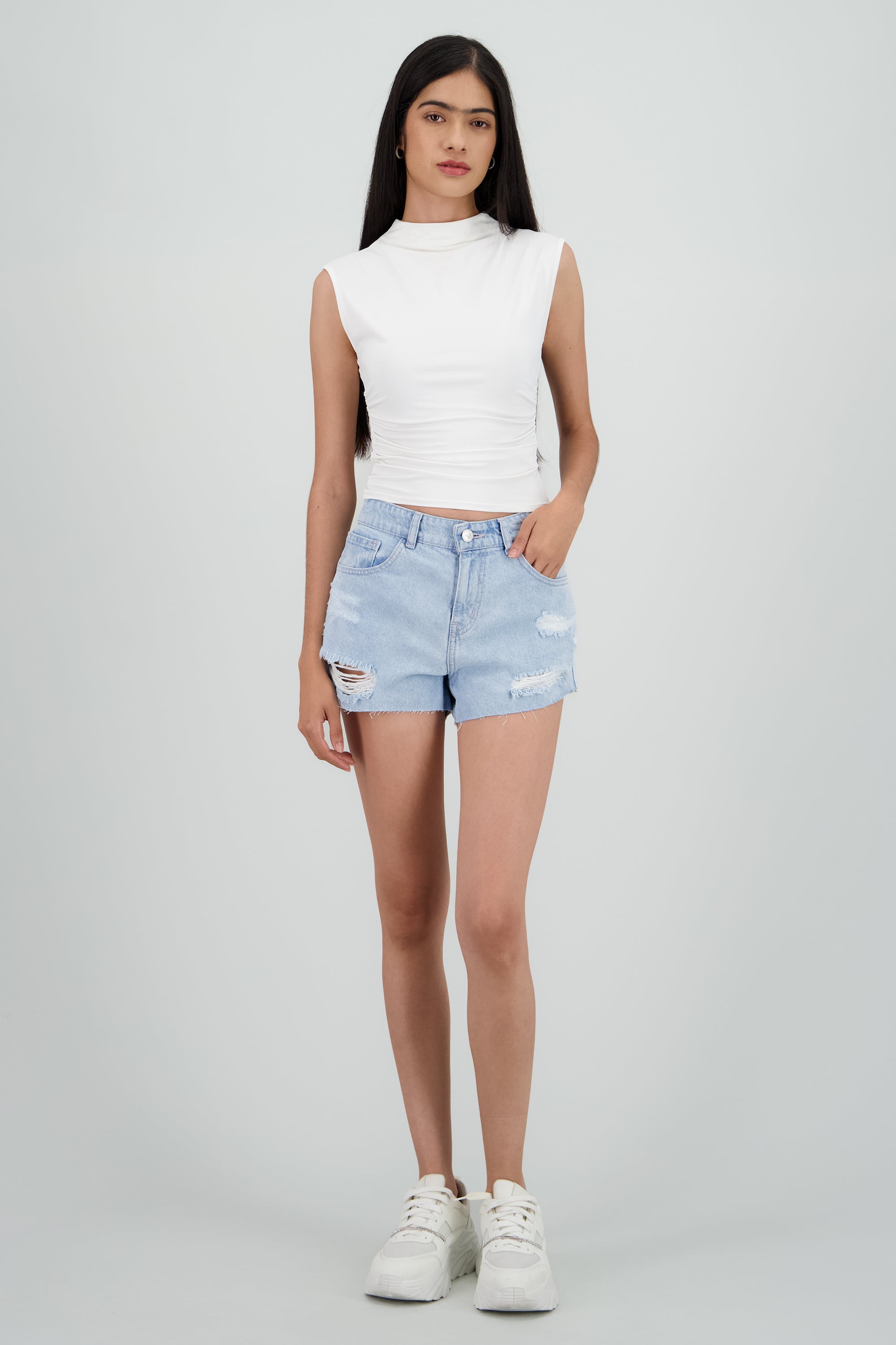 Short mini con destrucción LIGHT WASH