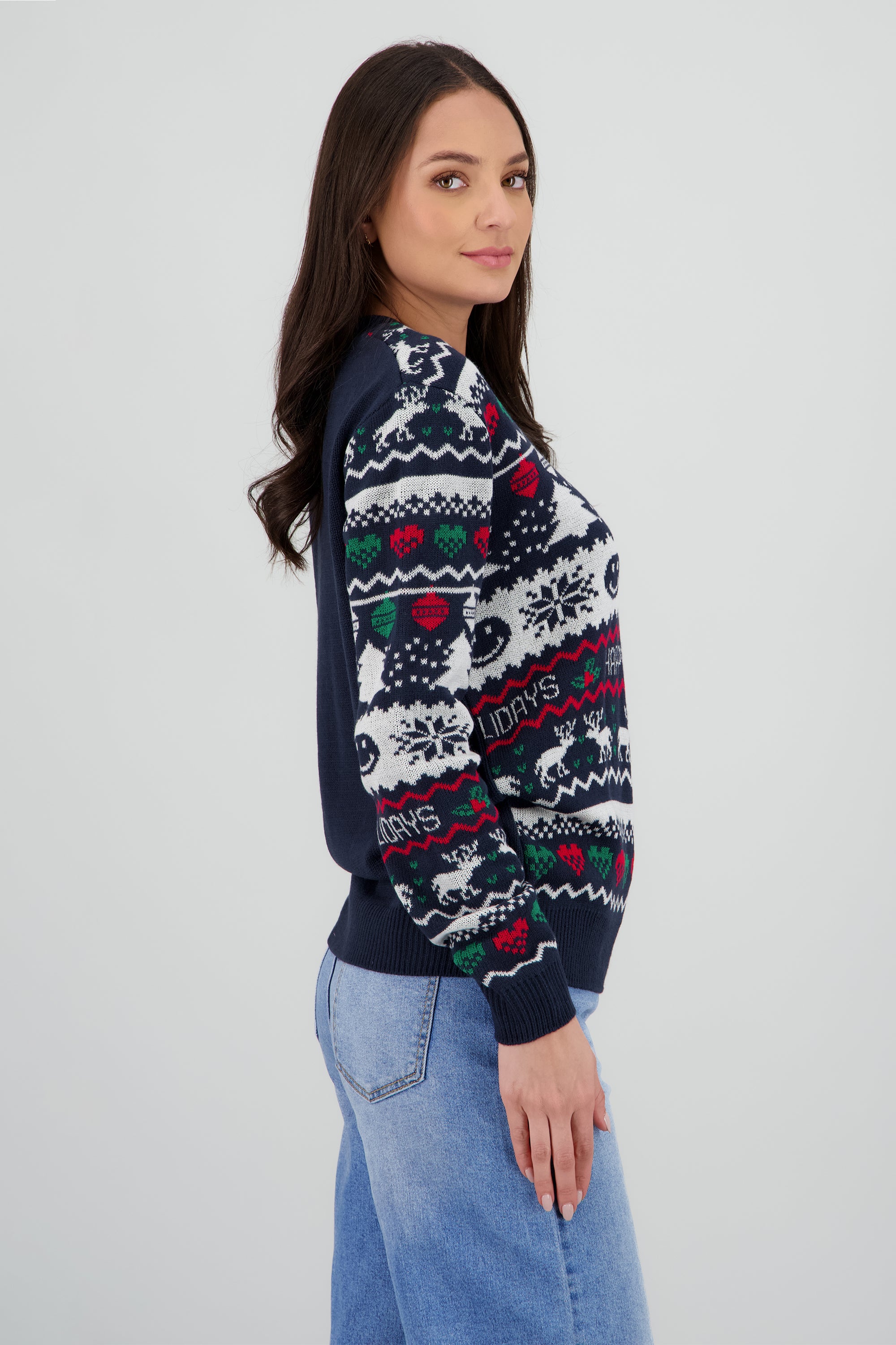 Suéter navidad happy face MARINO COMBO