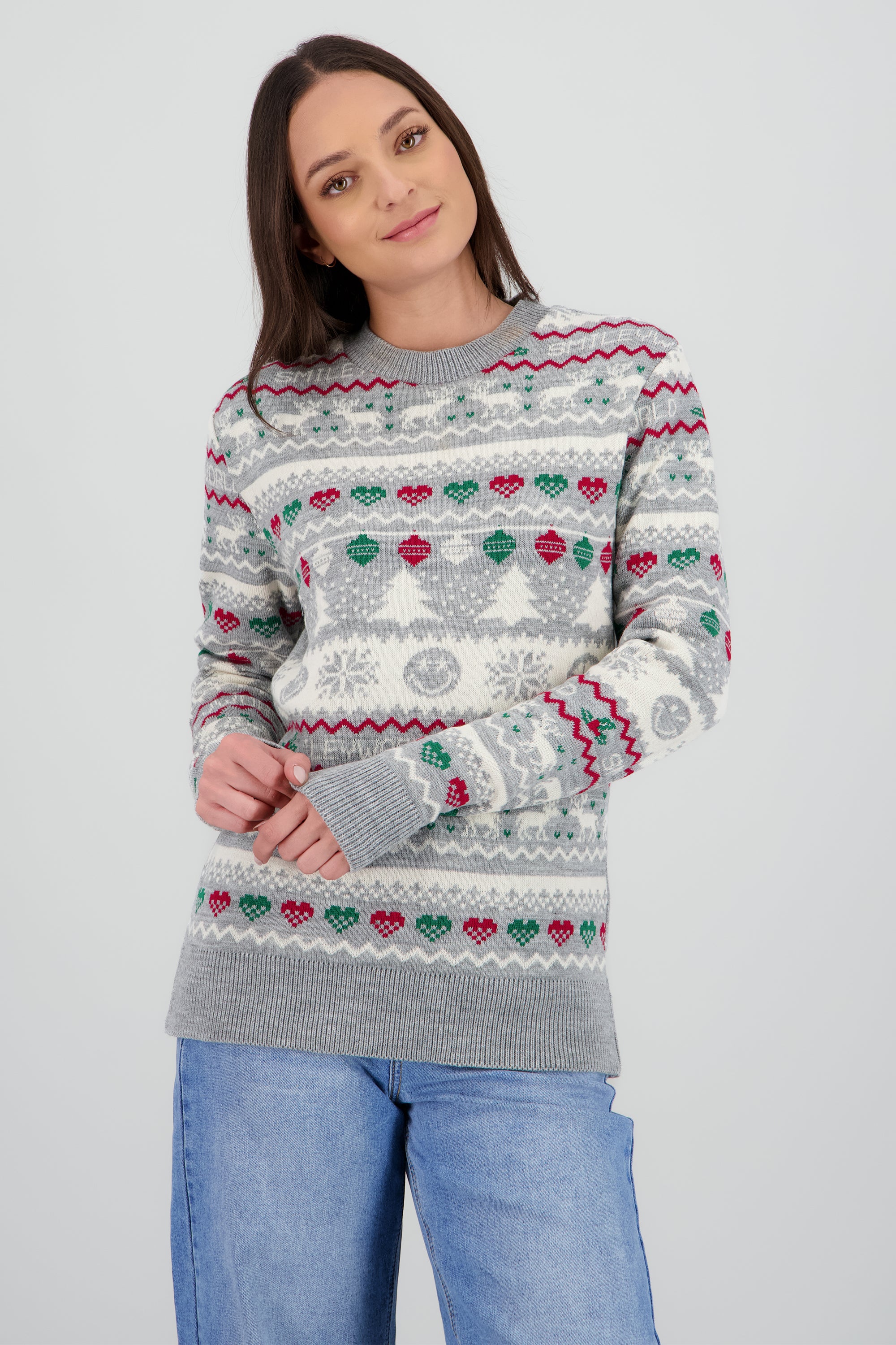 Suéter navidad happy face GRIS COMBO