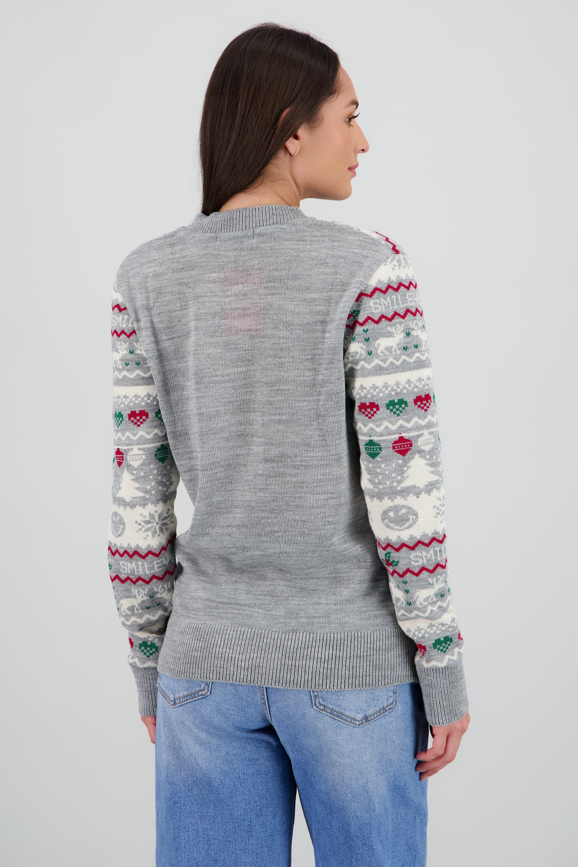 Suéter navidad happy face GRIS COMBO