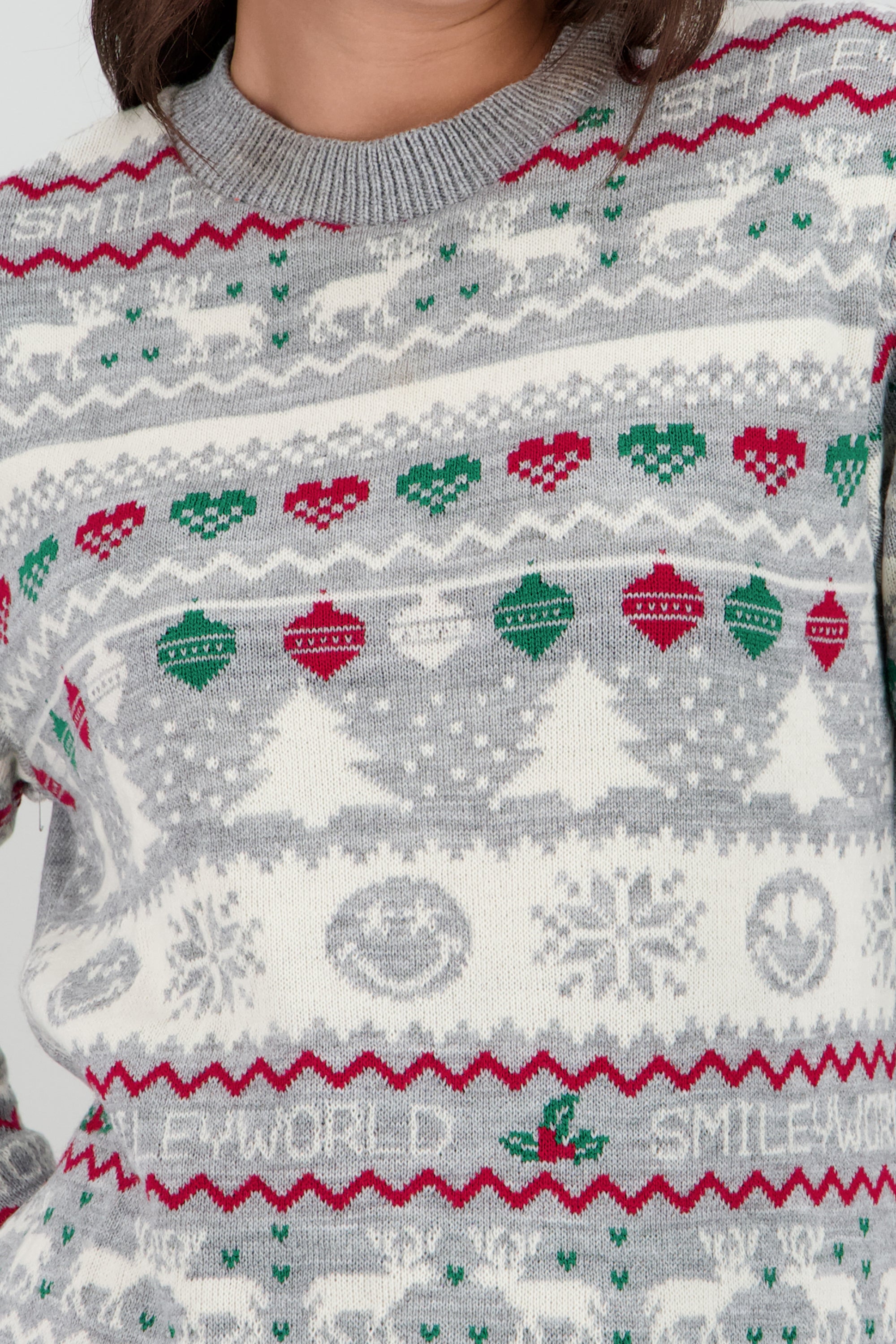 Suéter navidad happy face GRIS COMBO