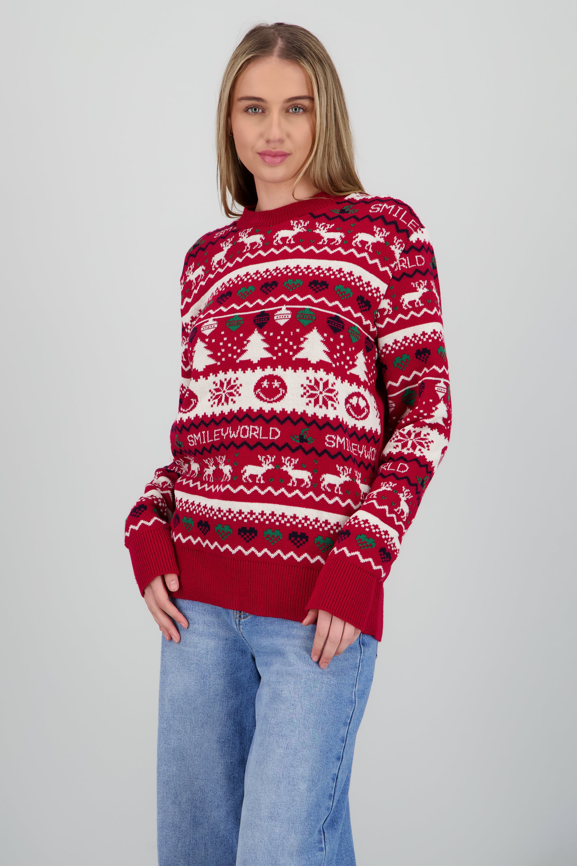 Suéter navidad happy face ROJO COMBO