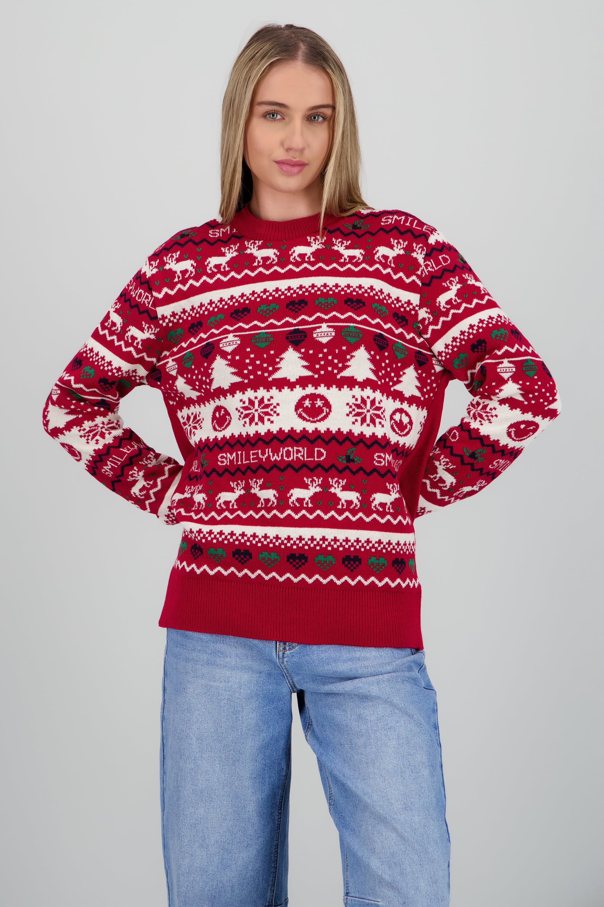 Suéter navidad happy face ROJO COMBO