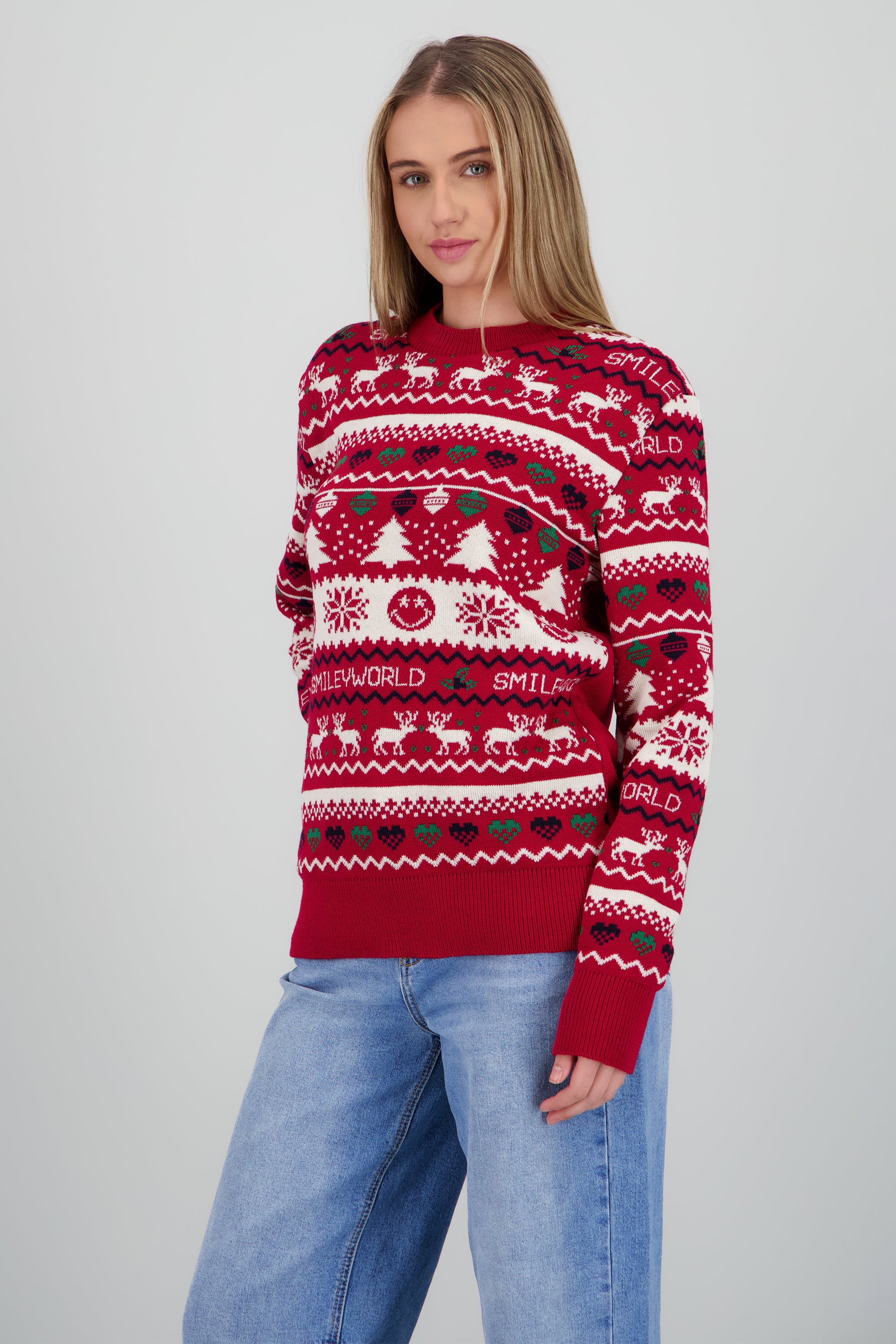Suéter navidad happy face ROJO COMBO