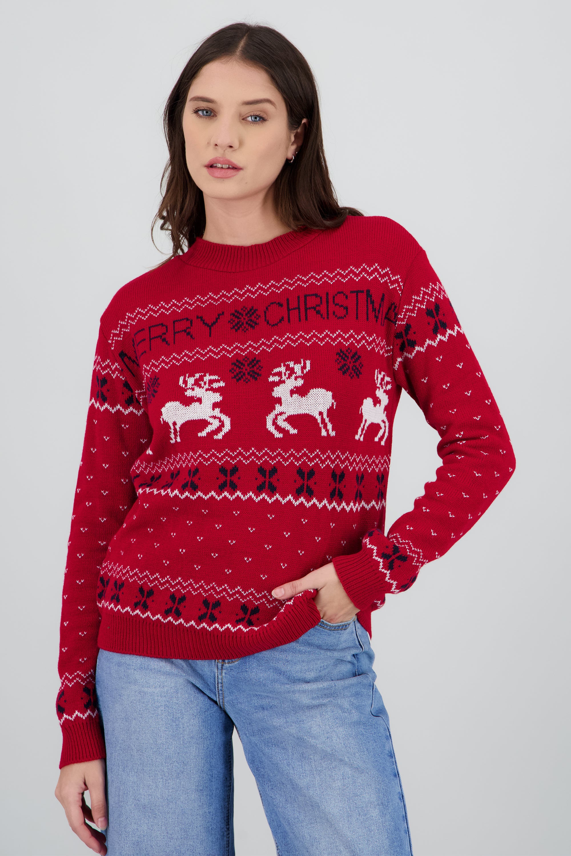 Sueter navideño reno ROJO COMBO