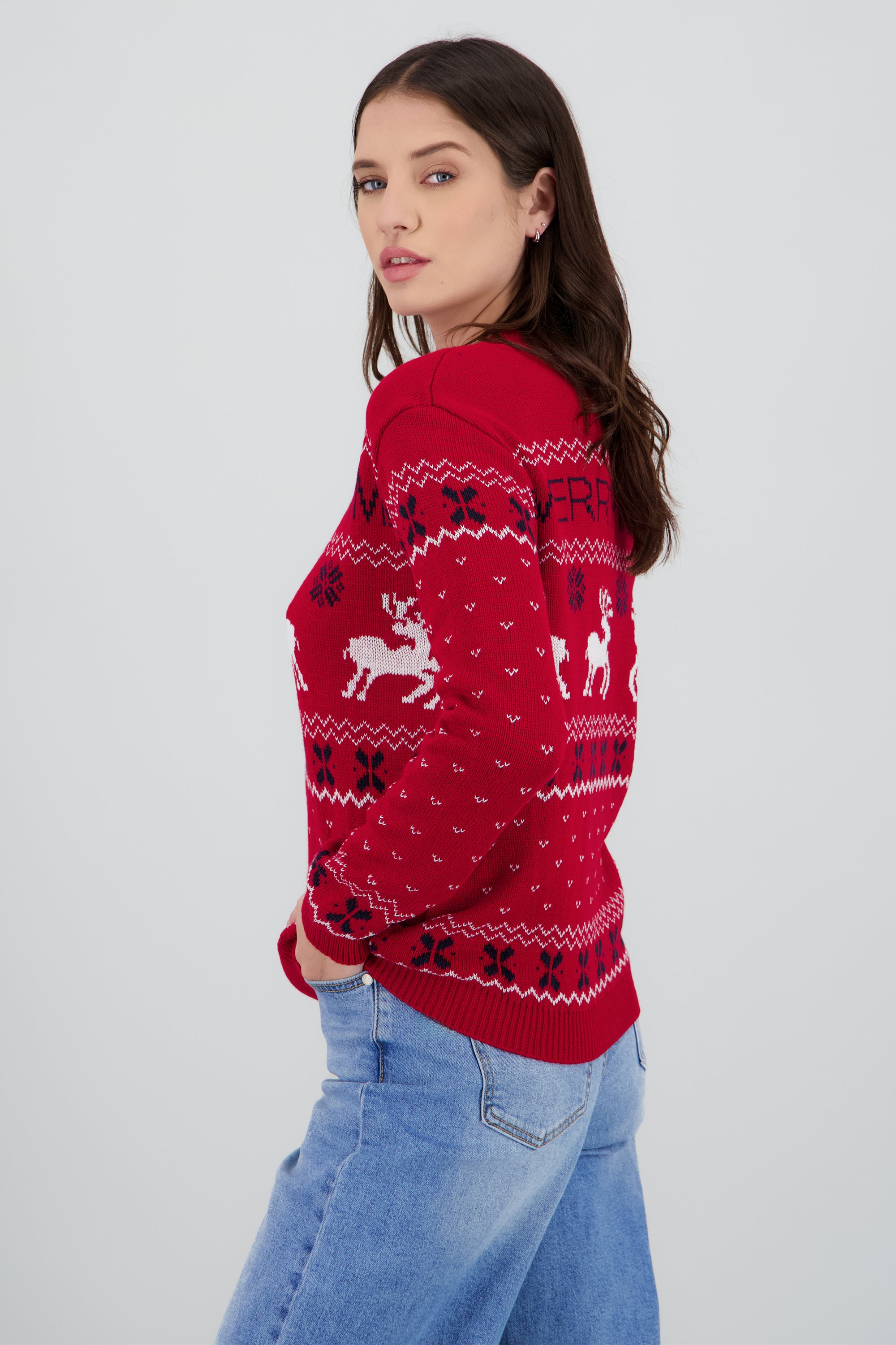 Sueter navideño reno ROJO COMBO