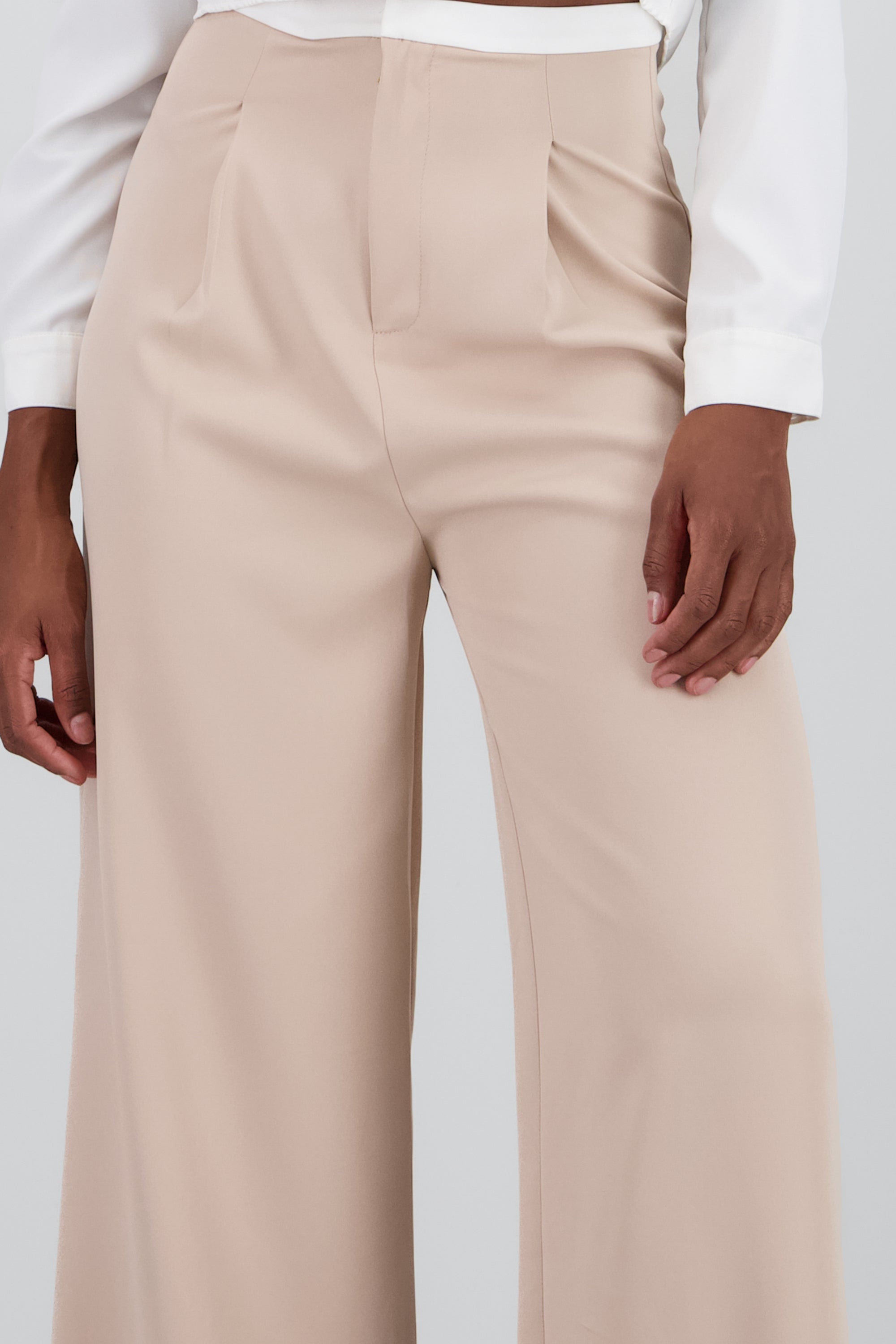 Pantalon sencillo con pretina contraste KHAKI COMBO